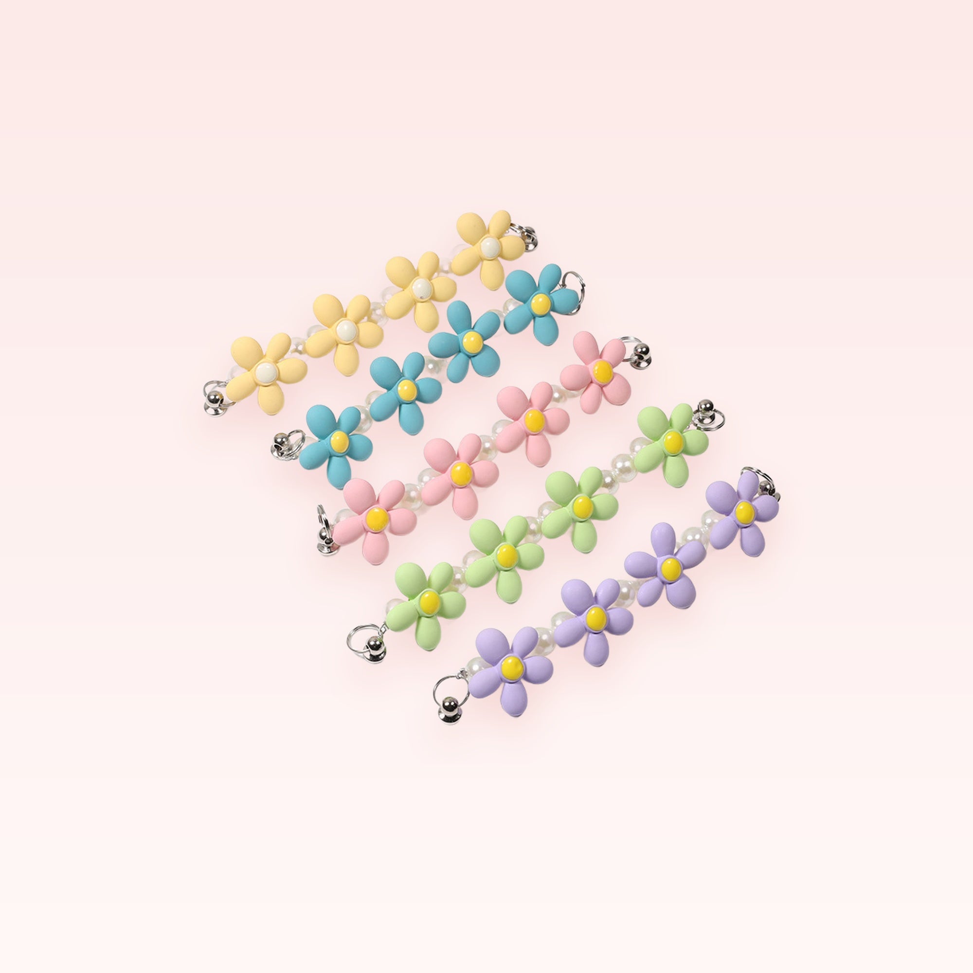 Cute Daisy Pearl Phone Charm Strap | Pastel Flower Wrist Lanyard