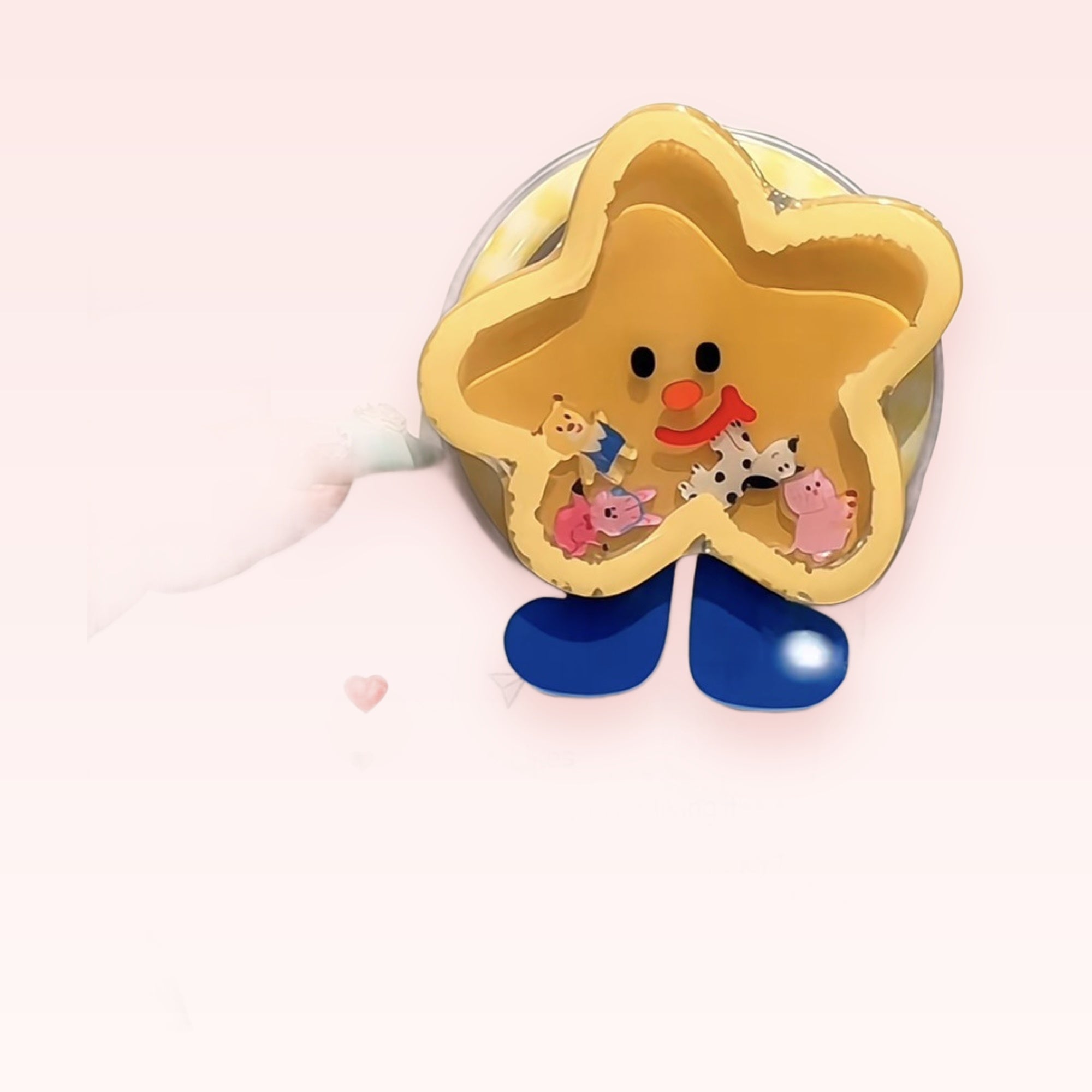 Cute Yellow Star Phone Grip with Mini Animal Charms | Kawaii Pop Socket Stand
