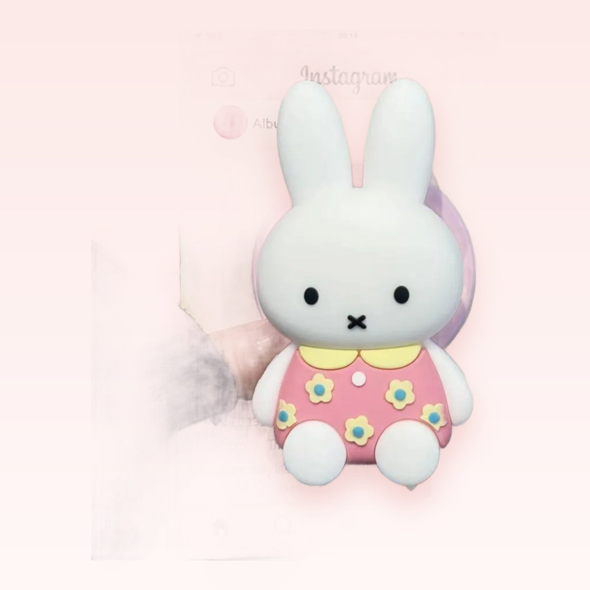 Cute Miffy Bunny Phone Grip | Pink Floral Dress Pop Socket Stand