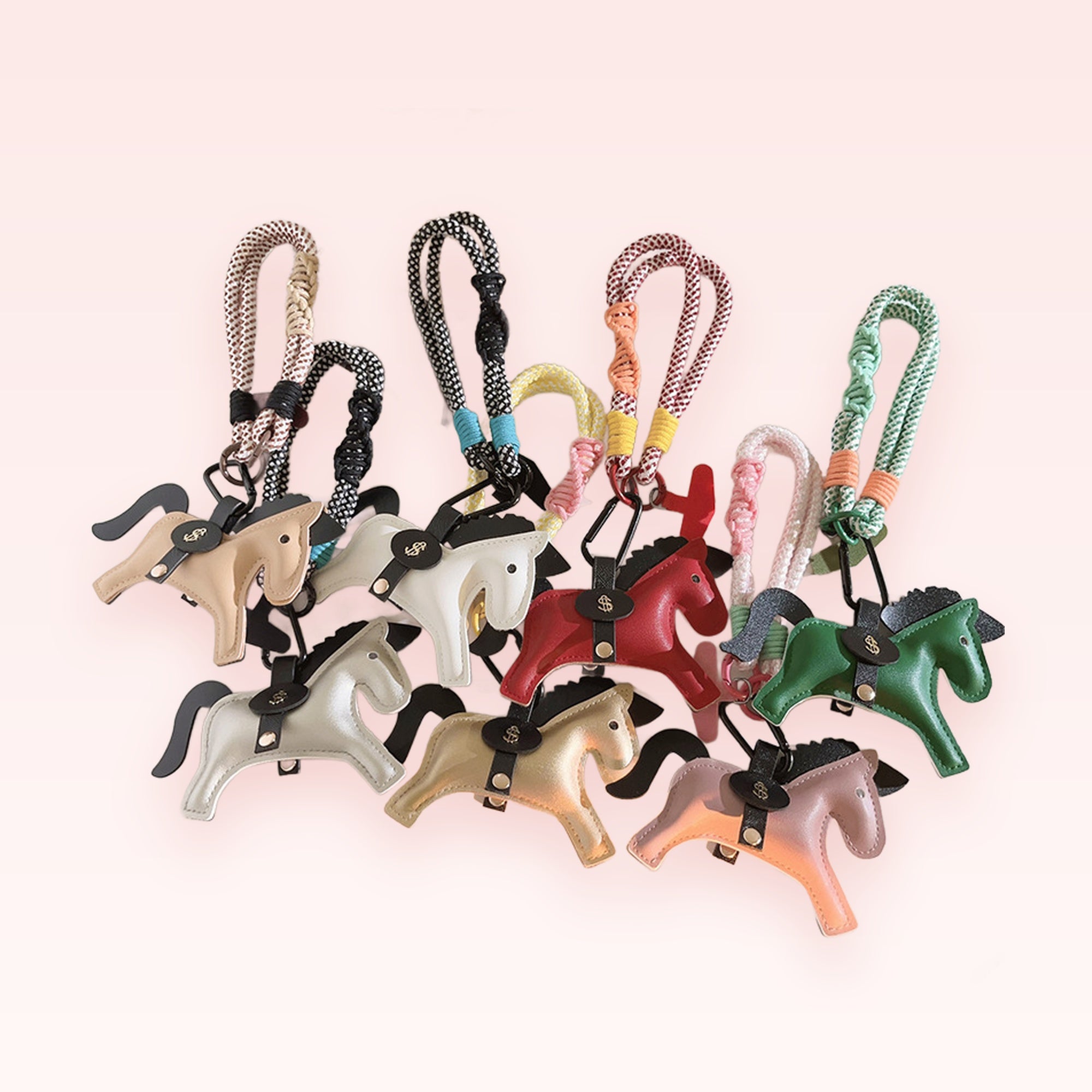 Cute Horse Keychain Phone Charm | Colorful Braided Wrist Strap Lanyard
