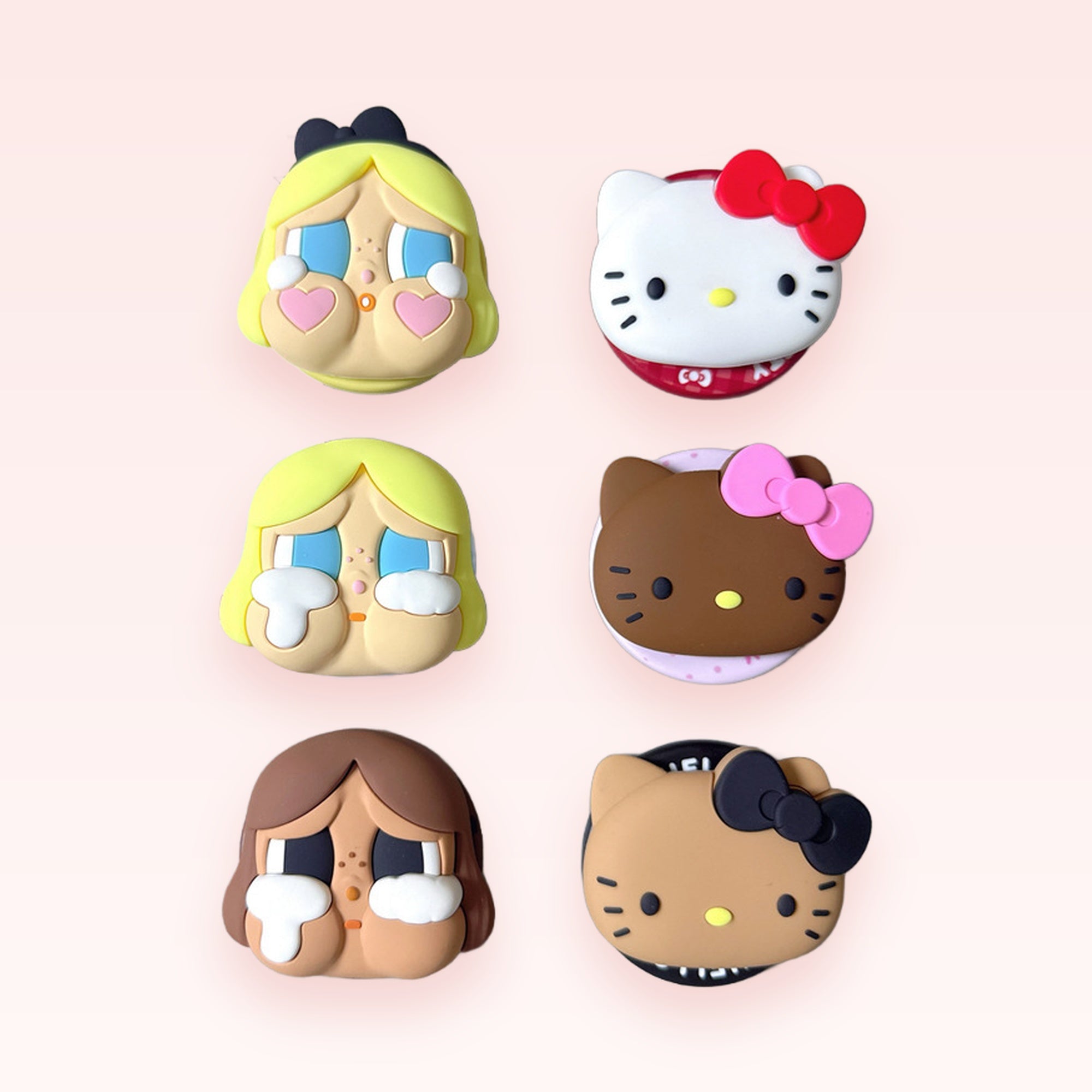 Kawaii Crying Girl & Hello Kitty Phone Grips | Cute Pop Socket Stand