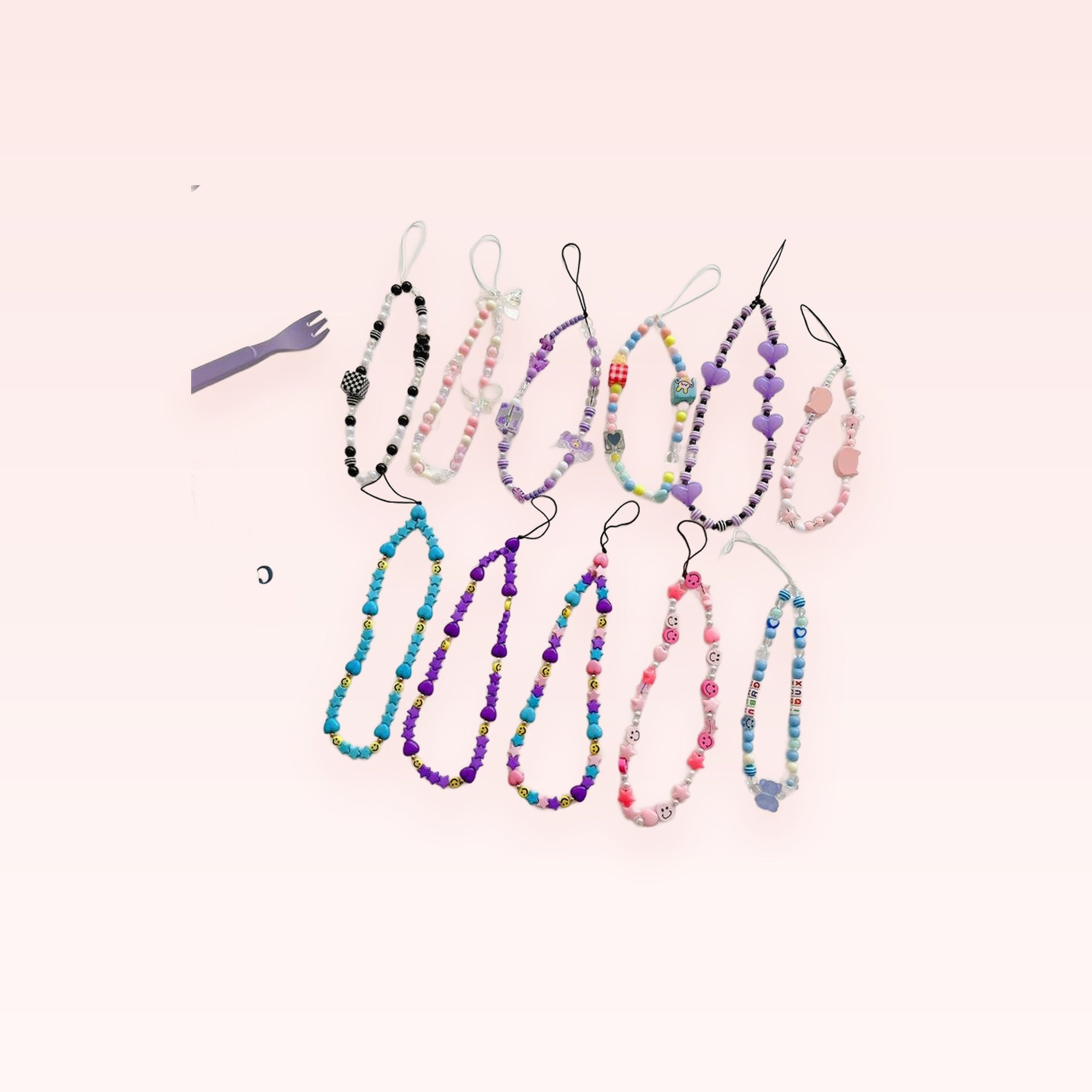 Kawaii Beaded Phone Charm Strap | Cute Wrist Lanyard Accessory