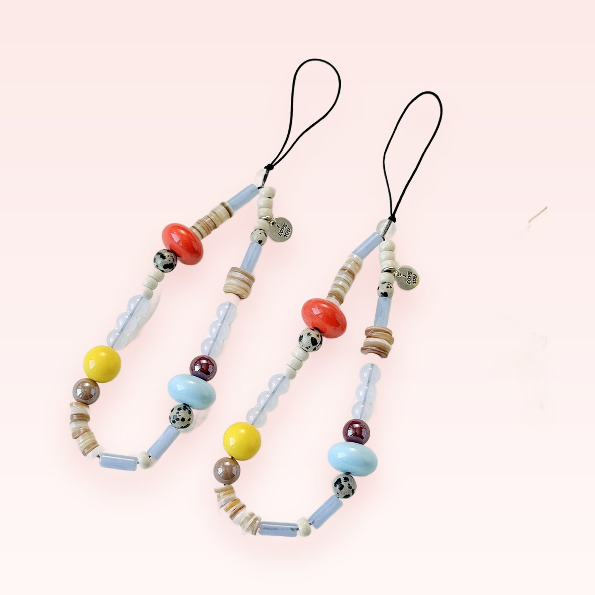 Aesthetic Beaded Phone Charm Strap | Colorful Y2K Wrist Lanyard with Shells