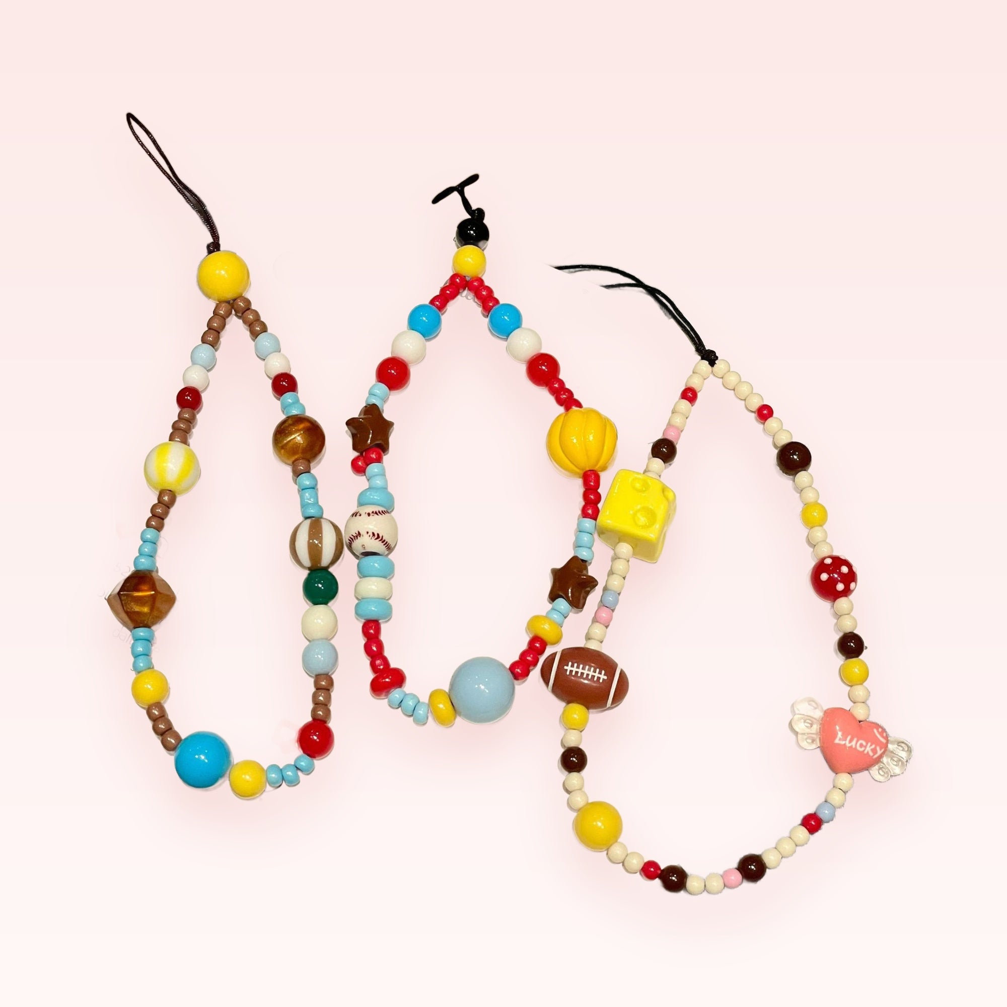 Kawaii Beaded Phone Charm Strap | Aesthetic Y2K Wrist Lanyard with Fun Charms