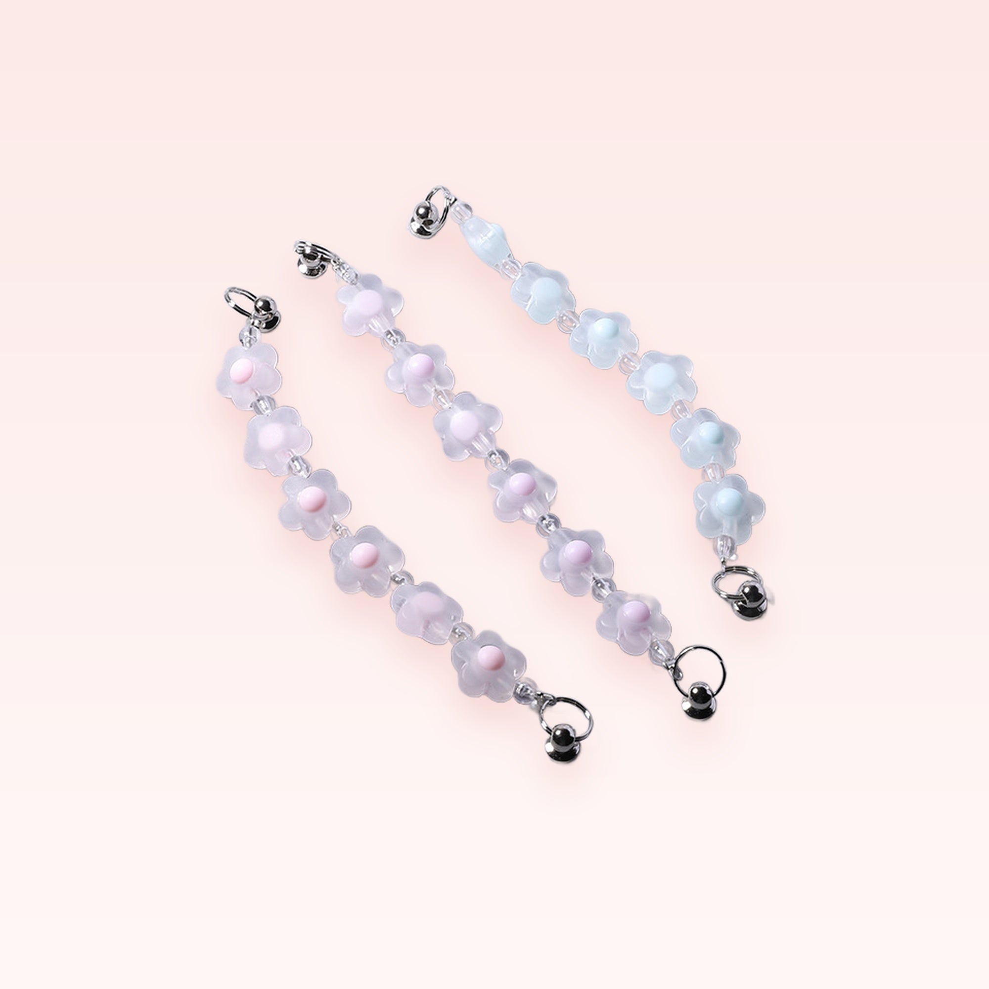 Kawaii Flower Bead Phone Charm Strap | Pastel Wrist Lanyard