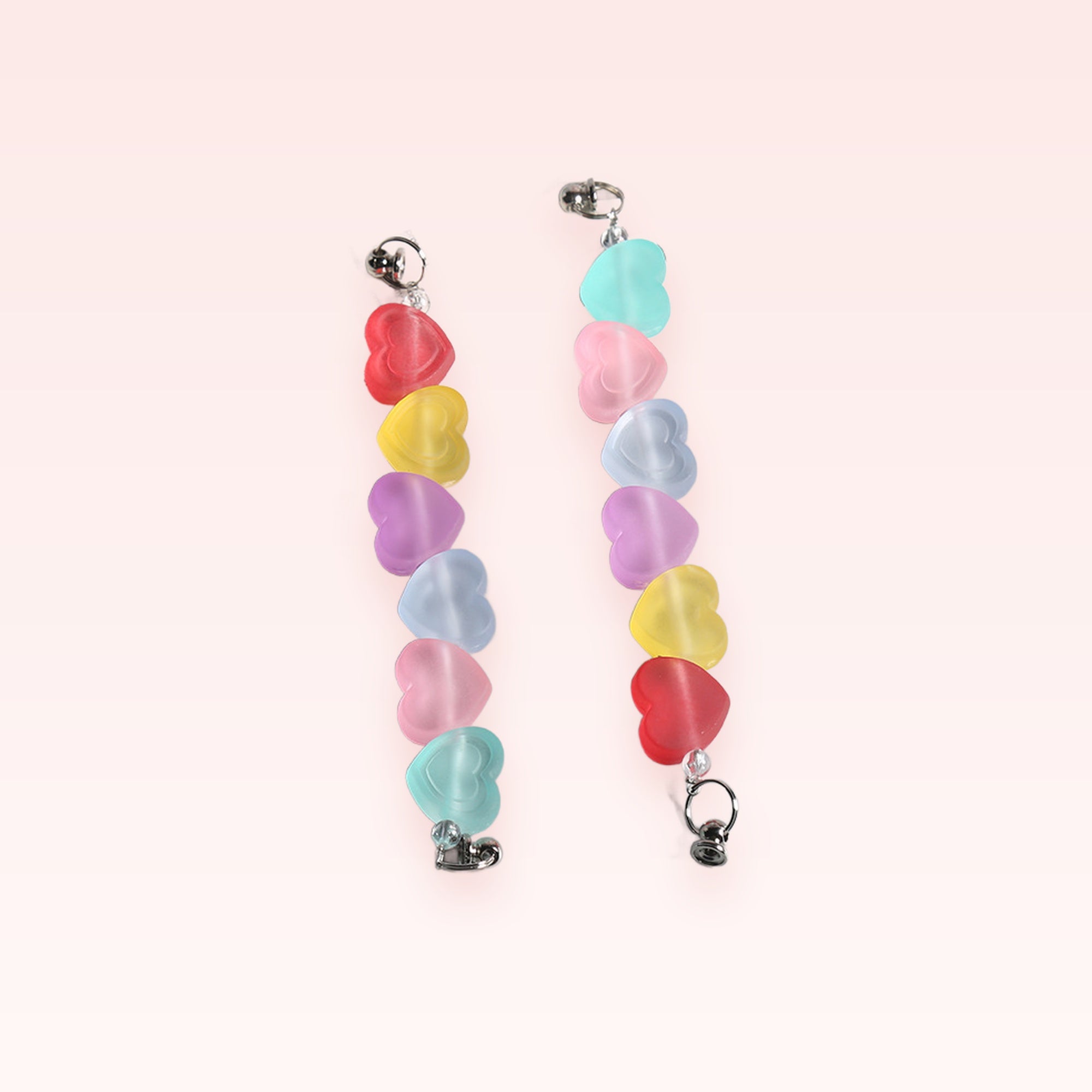 Pastel Heart Bead Phone Charm Strap | Kawaii Wrist Lanyard