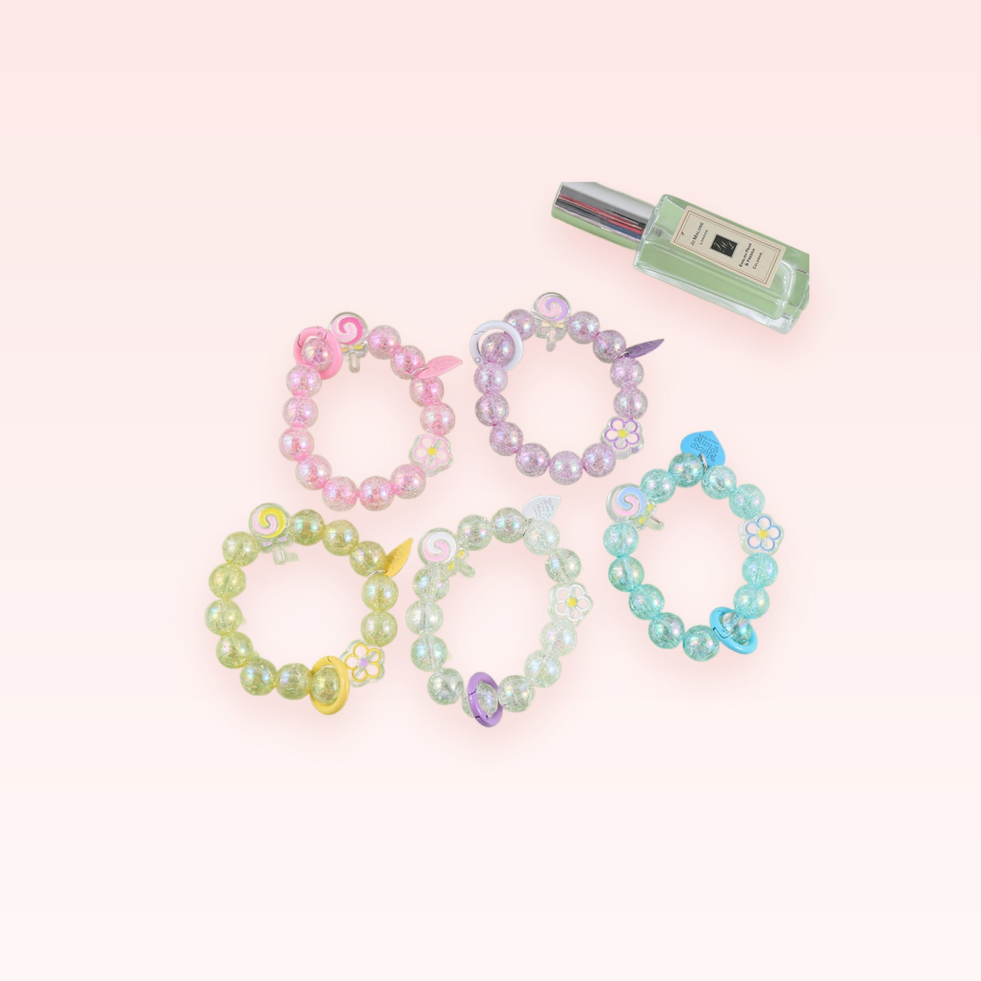 Kawaii Cracked Bead Phone Charm Strap | Lollipop Flower Wrist Lanyard