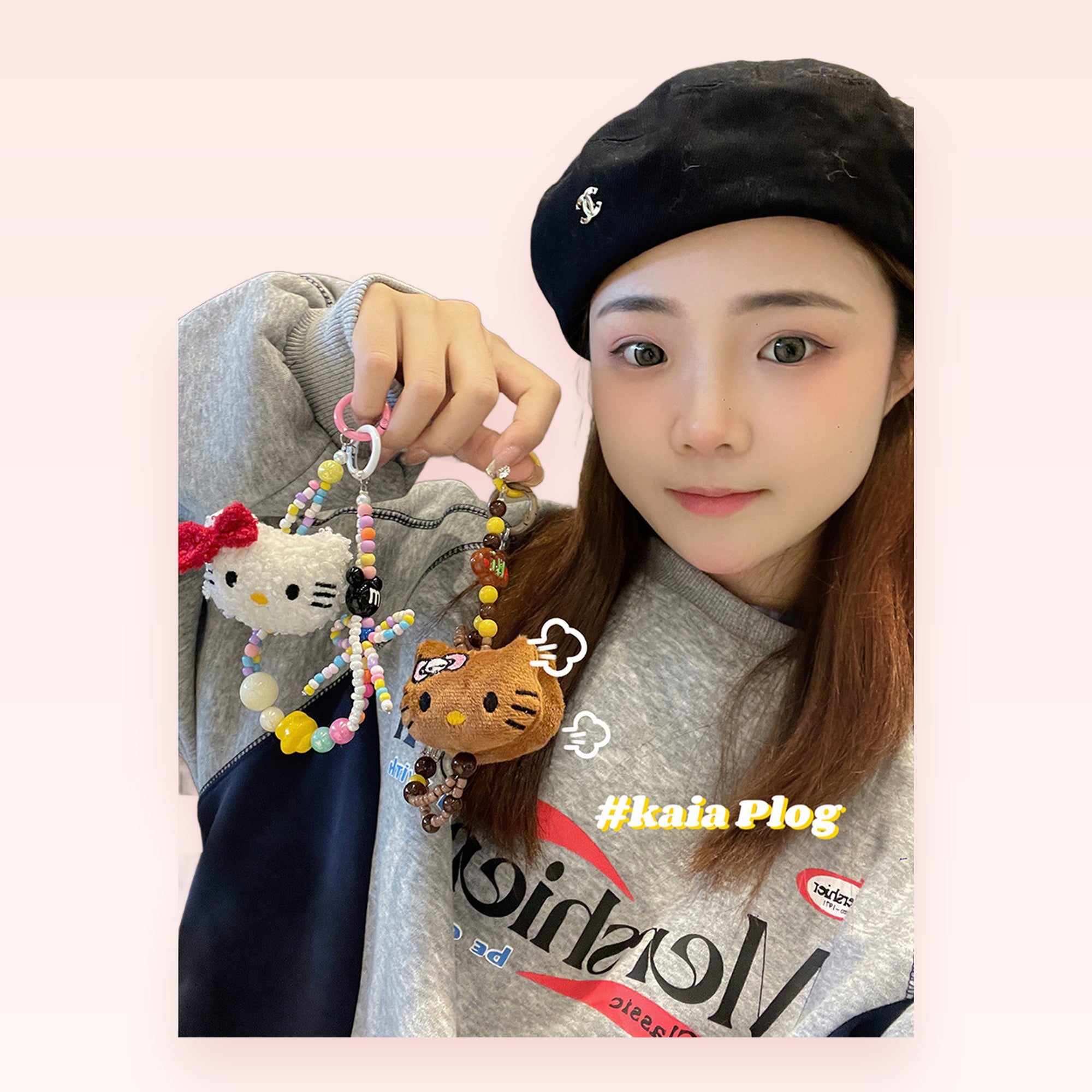 Kawaii Hello Kitty Beaded Phone Charm Straps | Cute Plush & Acrylic Wrist Lanyards