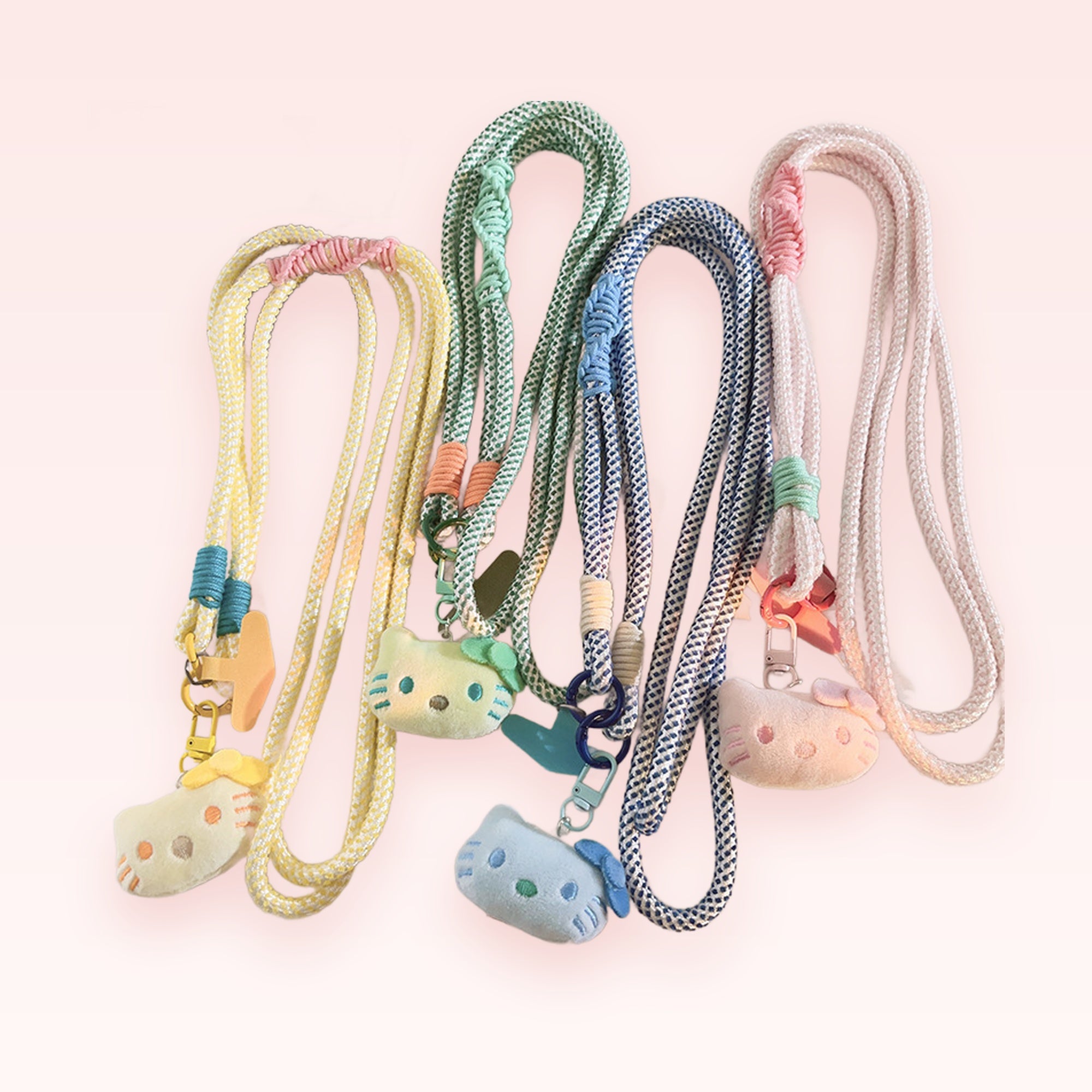 Kawaii Hello Kitty Plush Phone Lanyard | Pastel Braided Rope Neck Strap