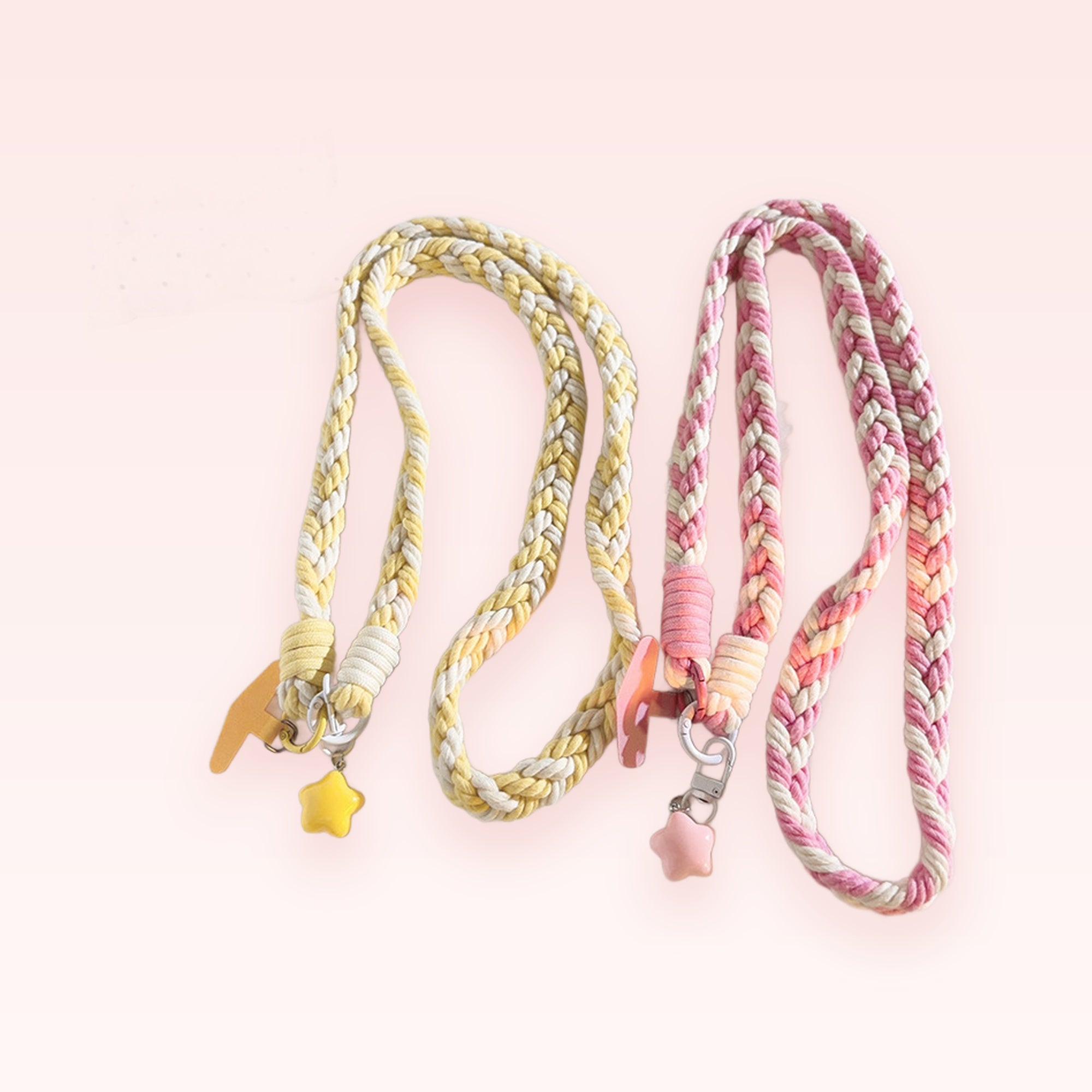 Braided Cotton Phone Lanyard with Star Charm | Kawaii Wrist Strap for Phone