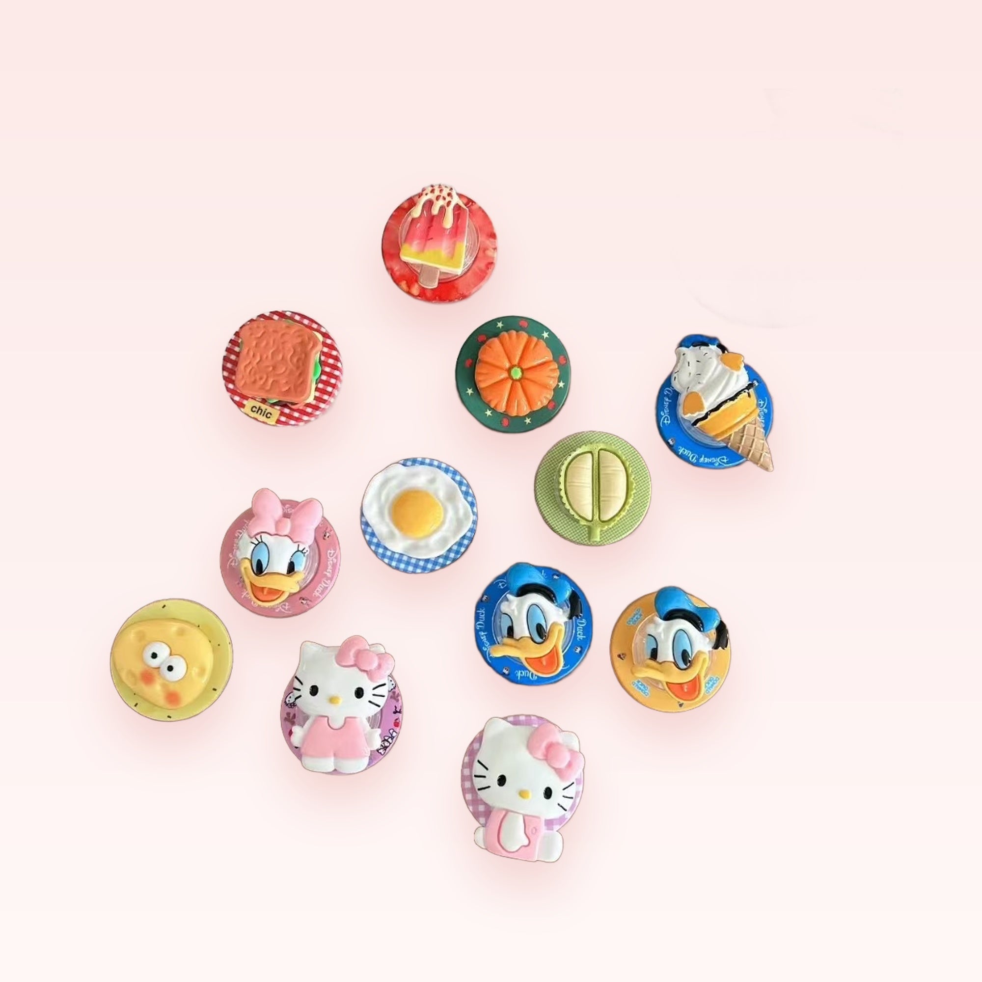 Assorted Food & Cartoon Character Phone Grips | Kawaii Pop Socket Stand Collection