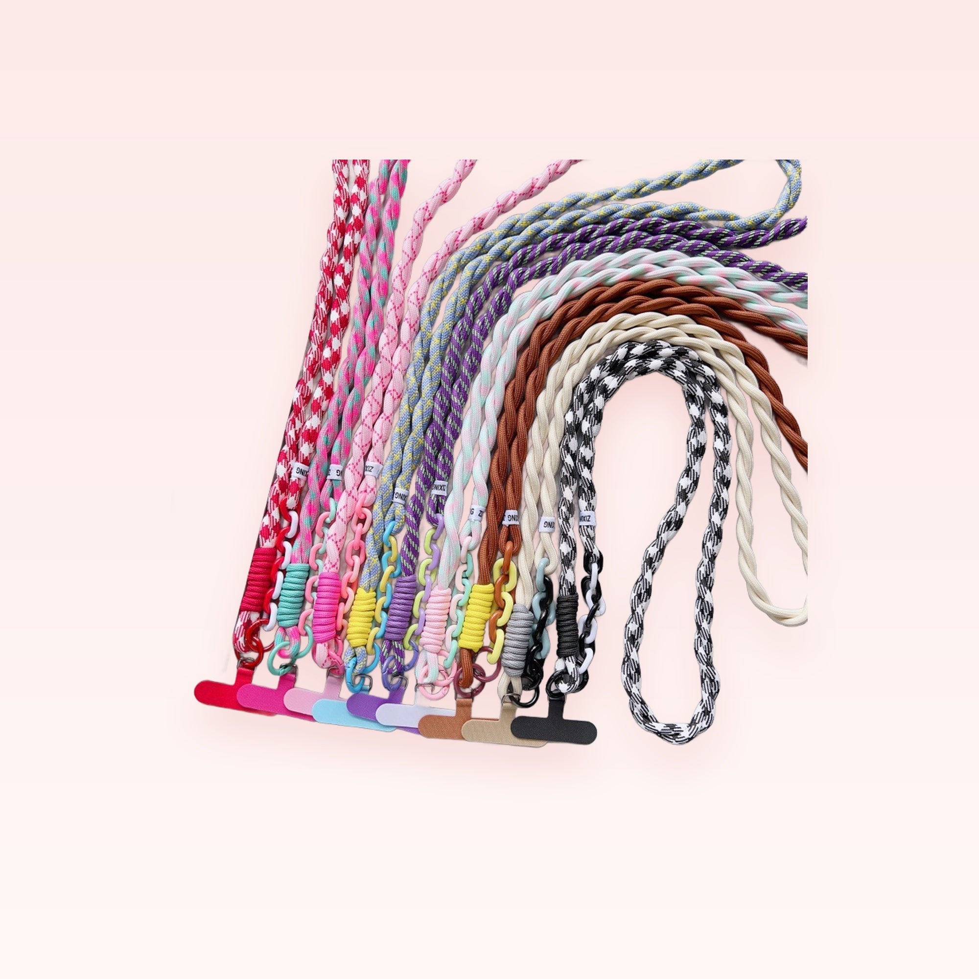 Colorful Braided Rope Phone Lanyard with Chain | Aesthetic Crossbody Phone Strap