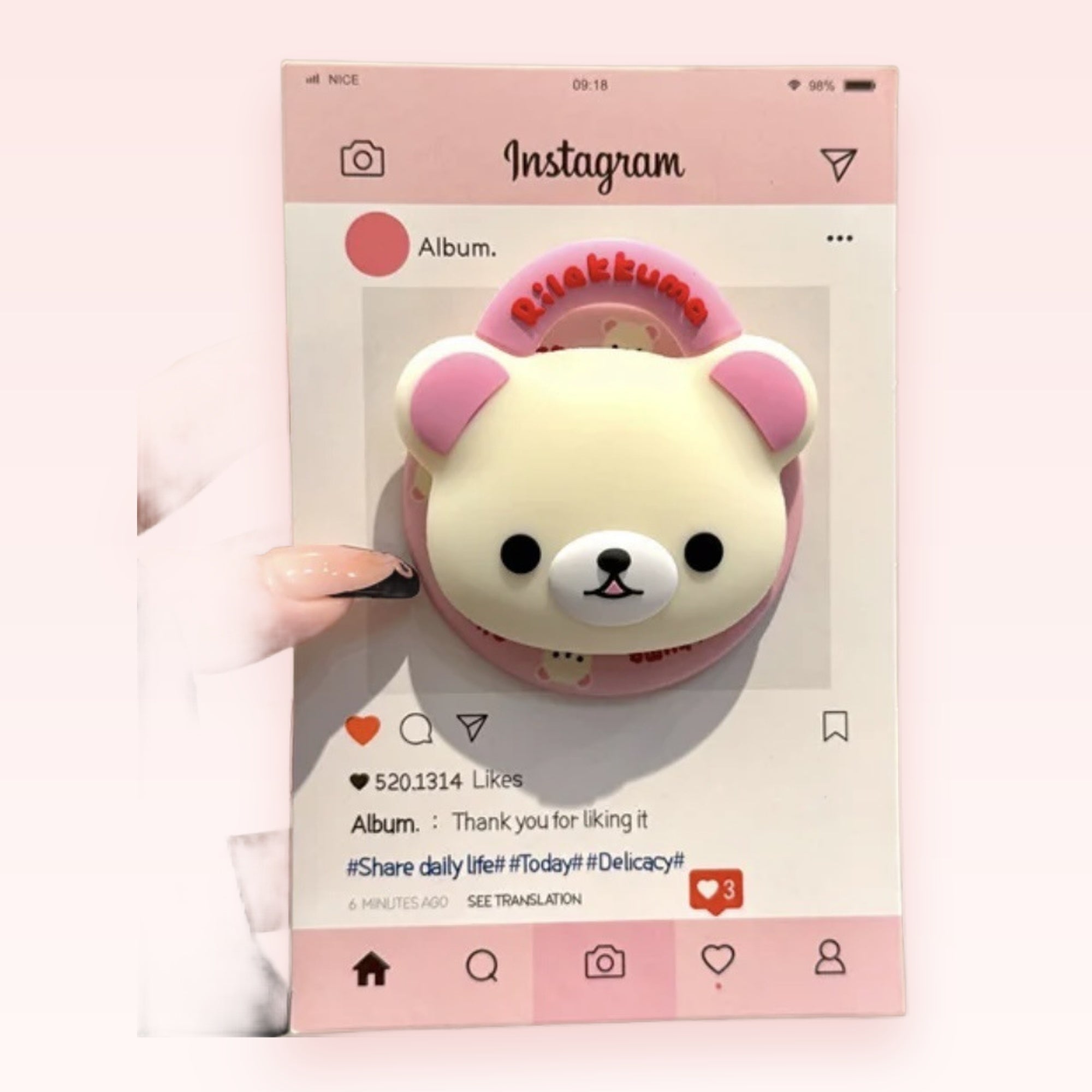 Rilakkuma Bear Instagram Phone Grip | Kawaii Pop Socket Stand