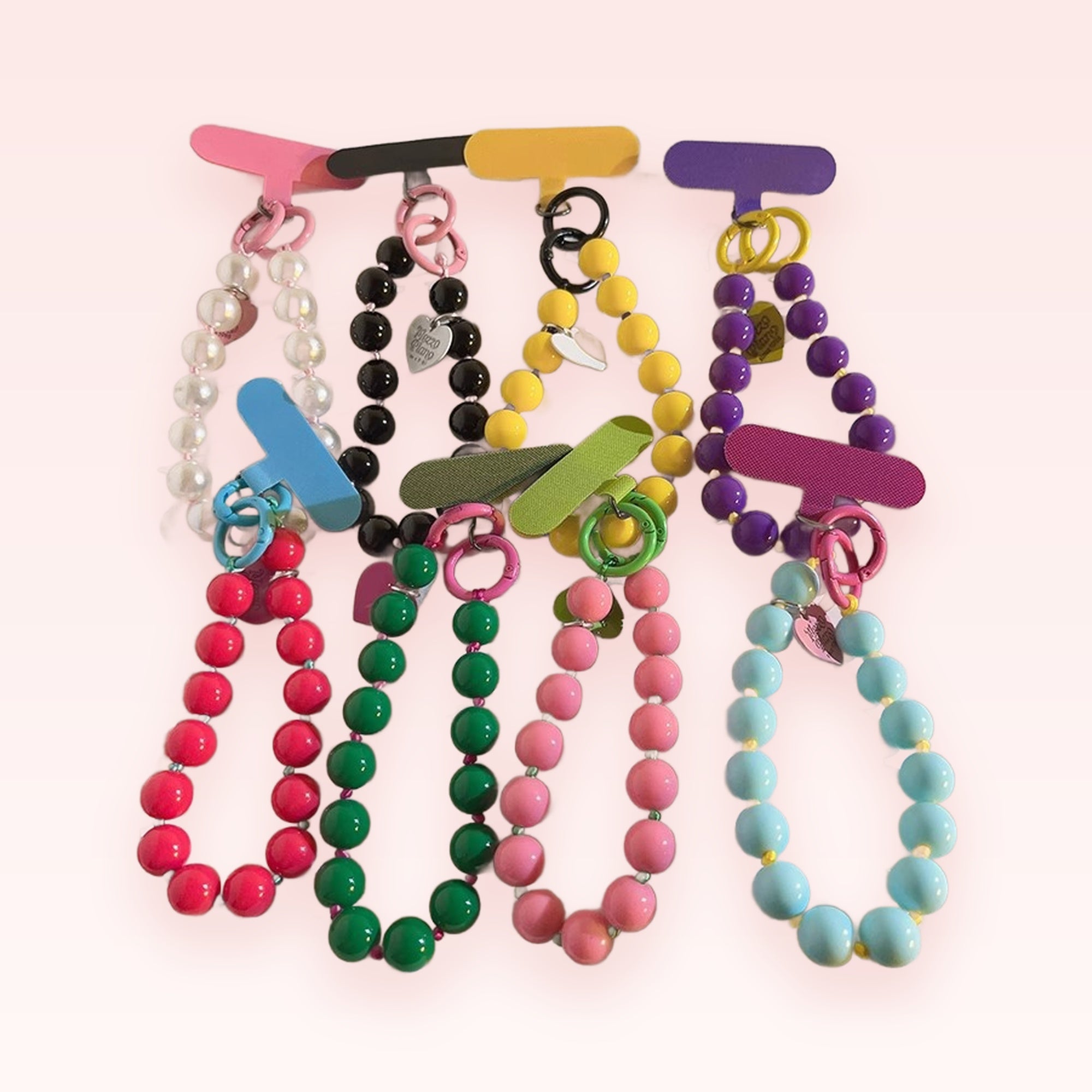 Aesthetic Beaded Phone Charm Strap with Heart Tag | Colorful Y2K Wrist Lanyard