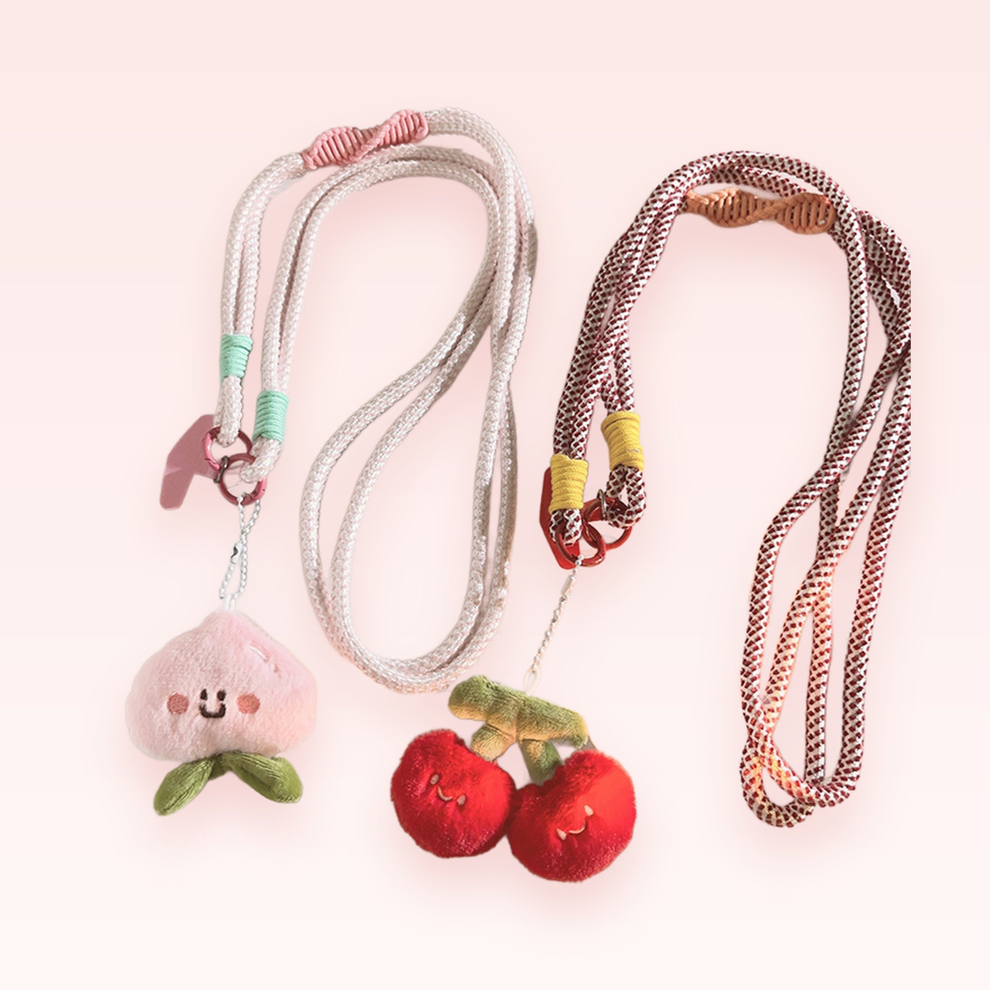 Kawaii Plush Fruit Phone Lanyard | Cute Peach & Cherry Crossbody Strap
