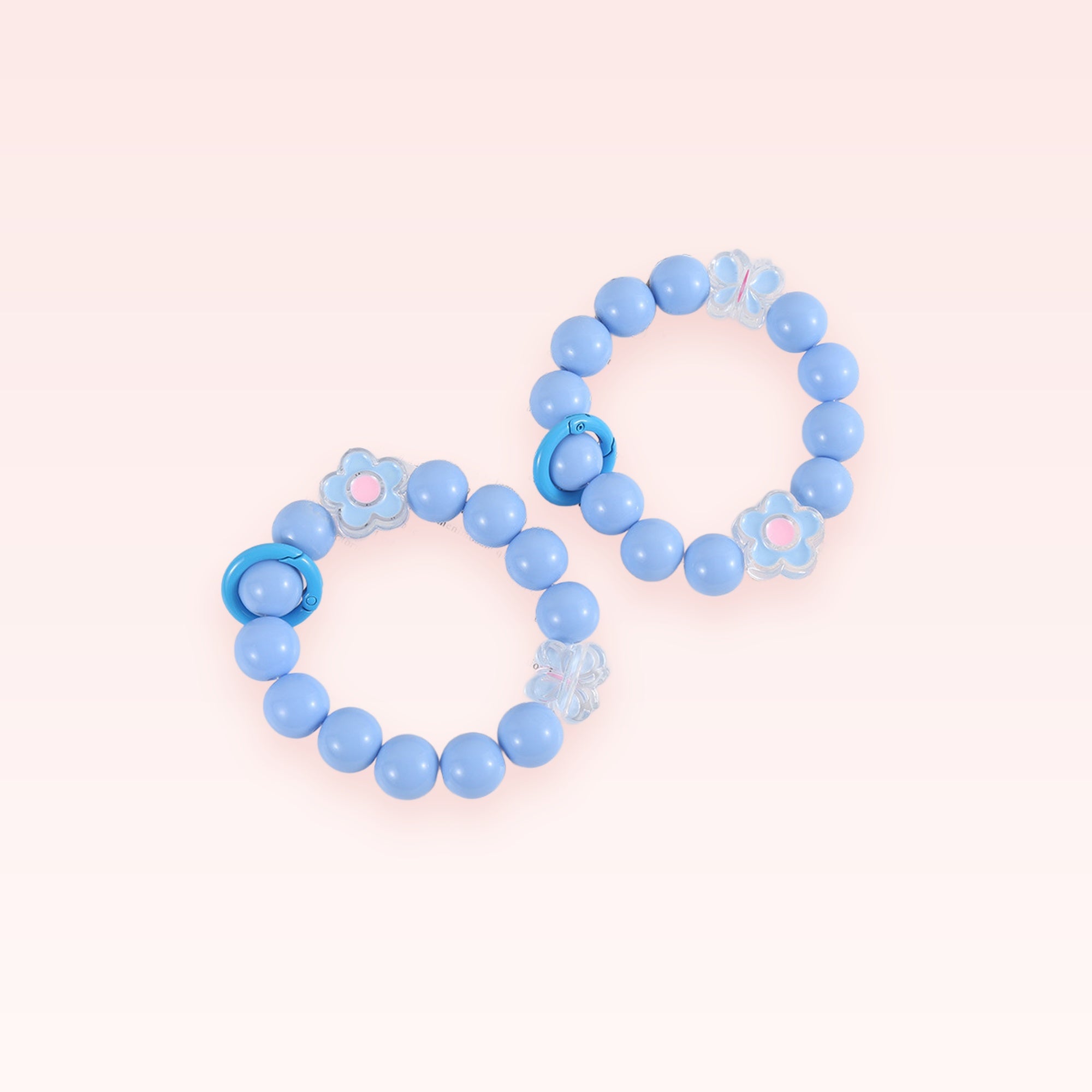 Kawaii Pastel Blue Beaded Phone Charm Strap | Cute Wrist Lanyard