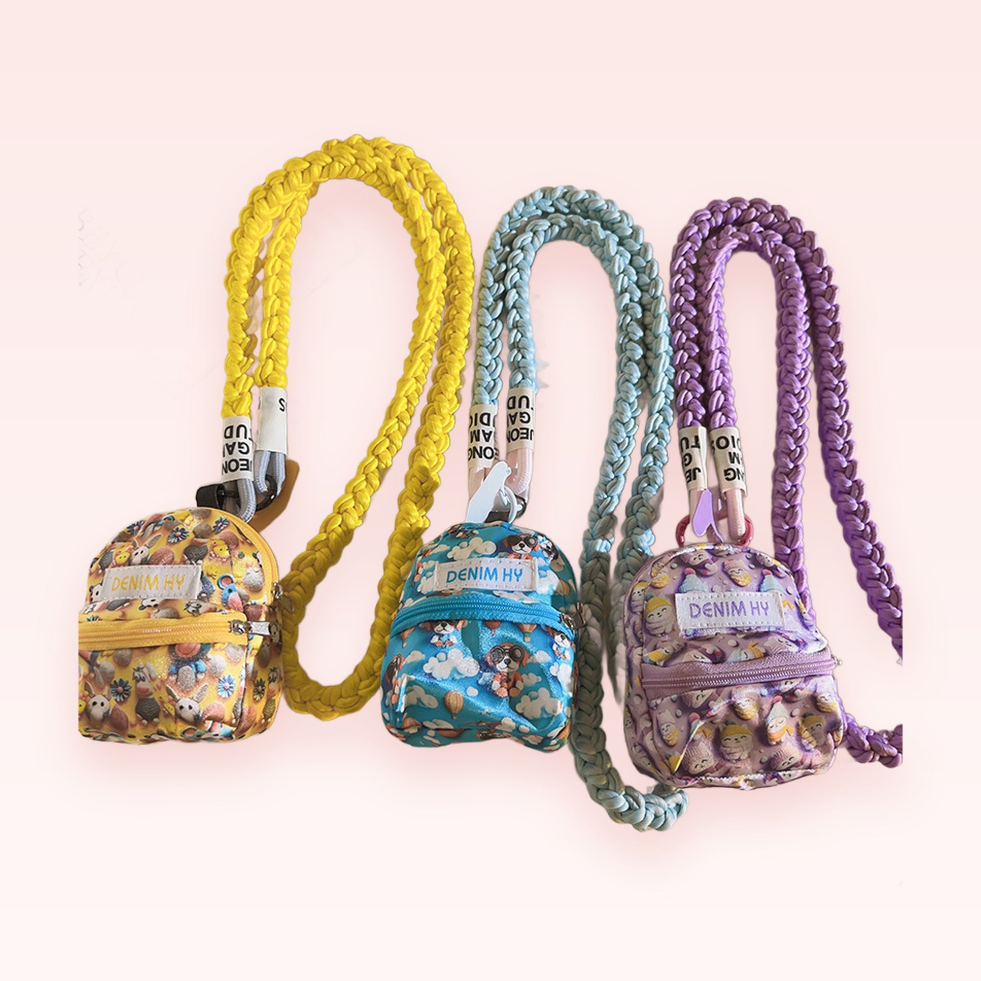 Cute Mini Backpack Phone Charm Lanyard | Braided Rope Crossbody Strap