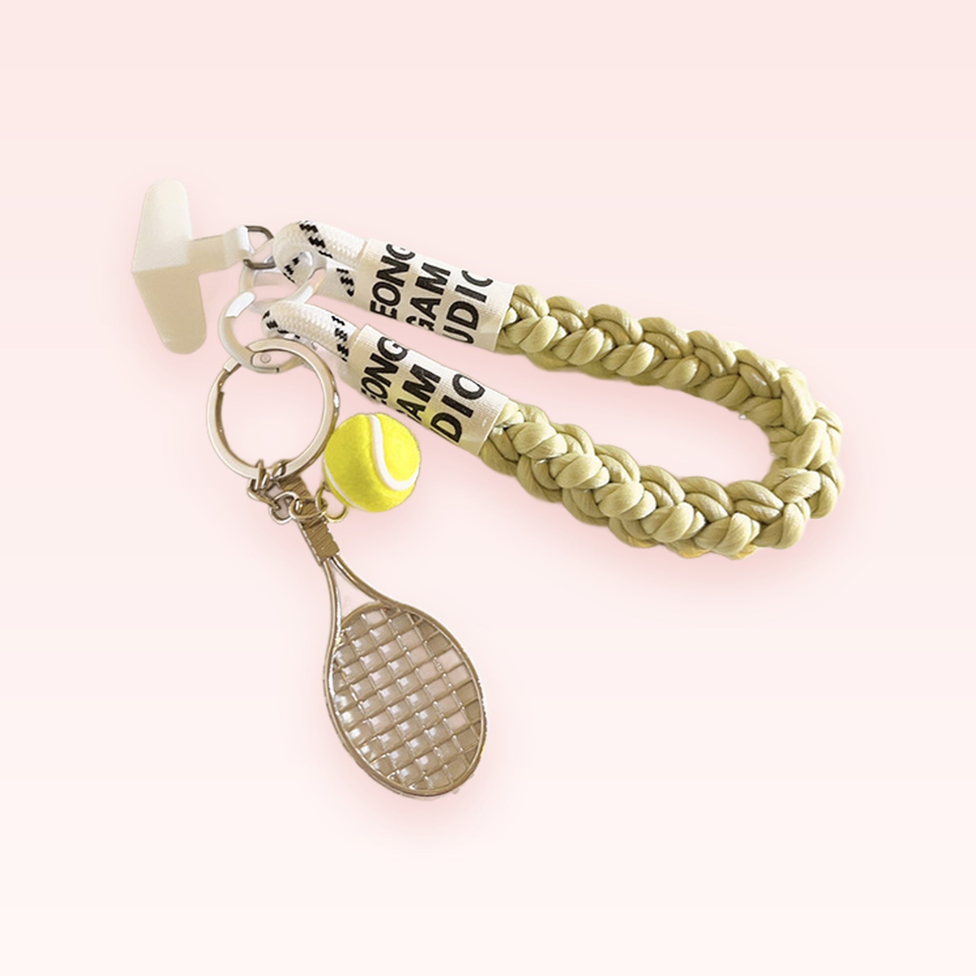 Tennis Racket & Ball Braided Phone Charm | Sporty Wrist Strap Lanyard