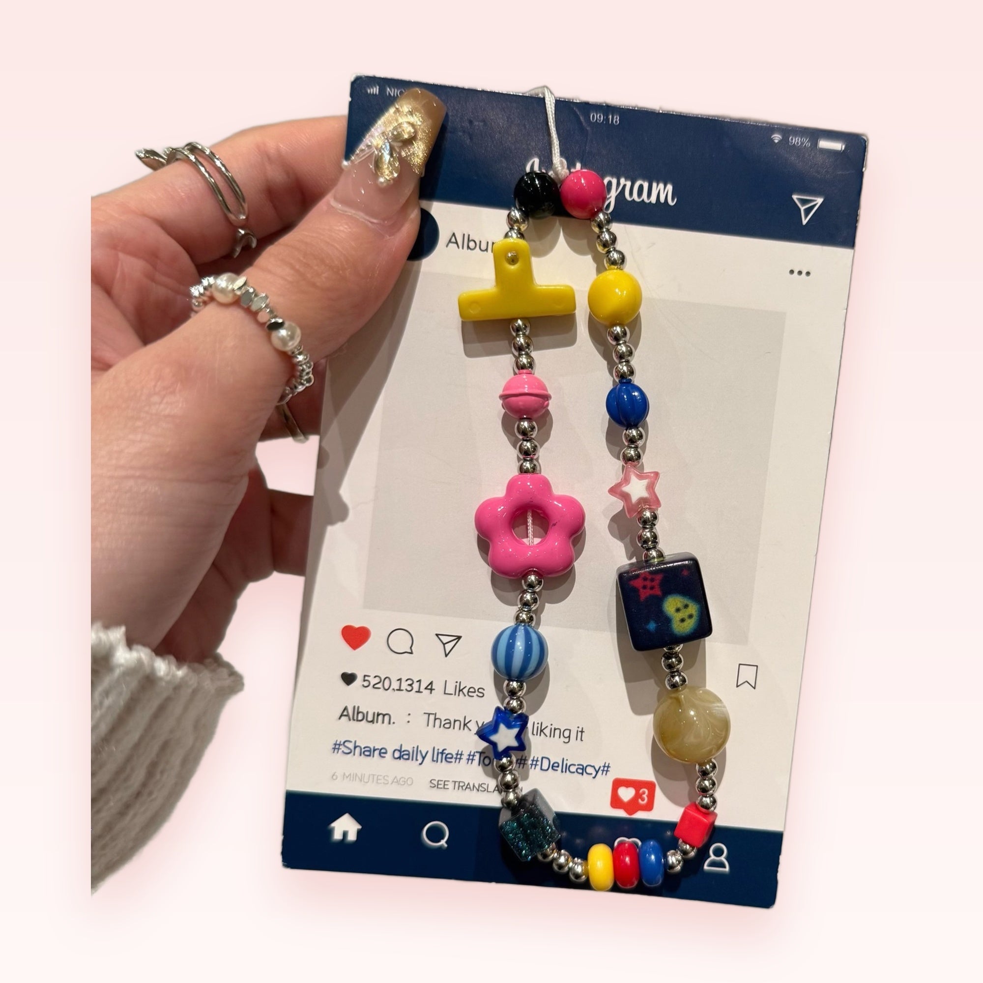 Y2K Colorful Beaded Phone Charm Strap | Aesthetic Bright Bead Wrist Lanyard