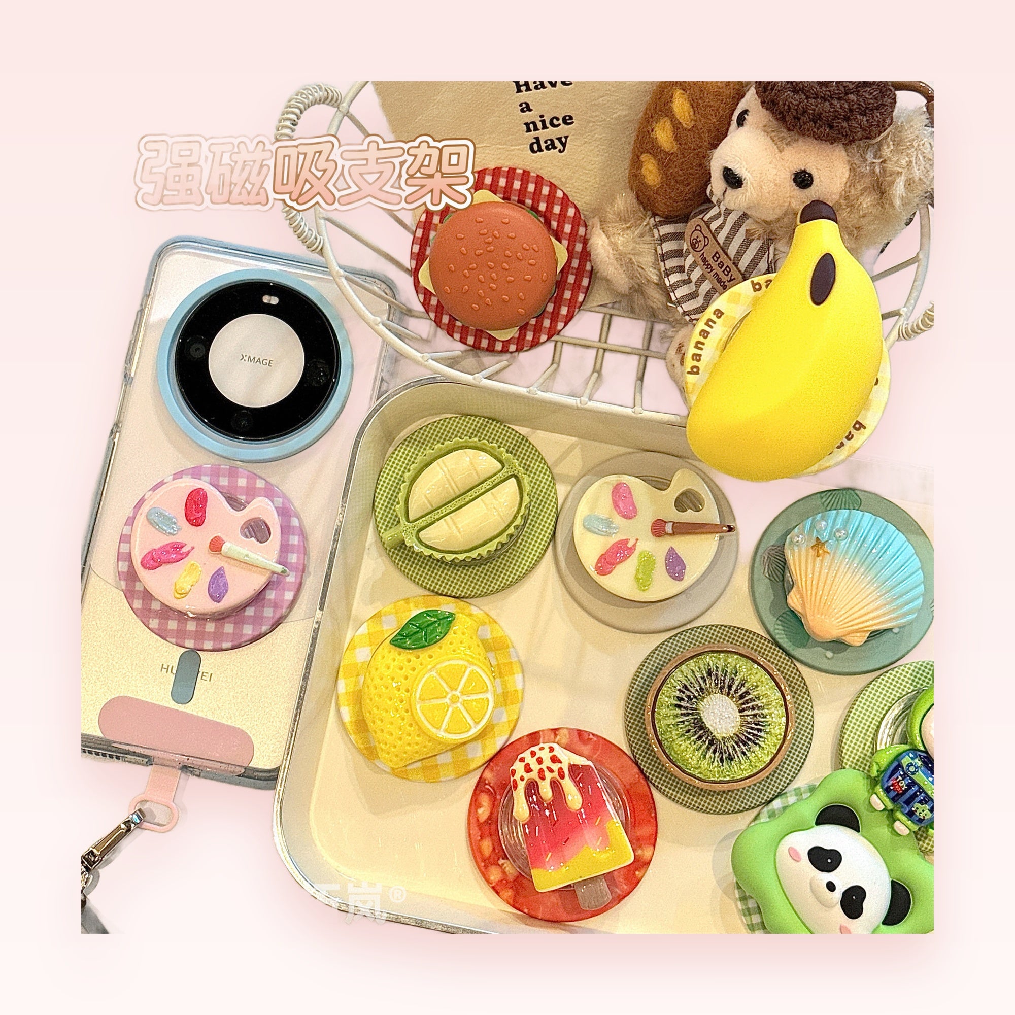 Cute Food & Art Phone Grip | Kawaii Pop Socket Stand for iPhone & Android