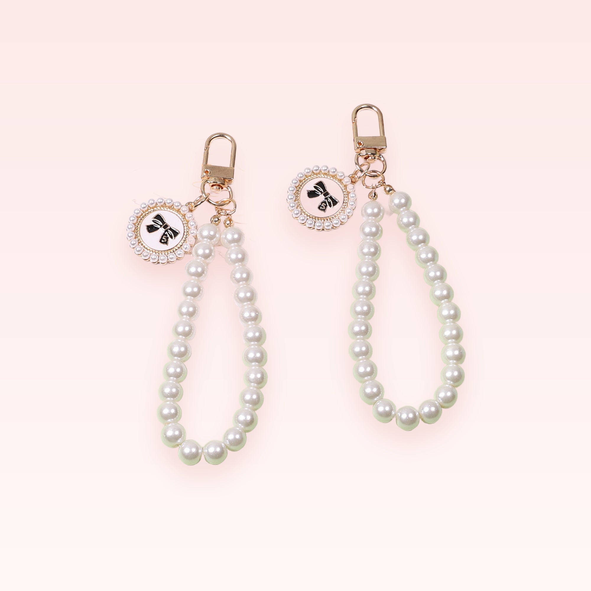 Elegant Pearl Bead Phone Charm Strap with Bow Accent