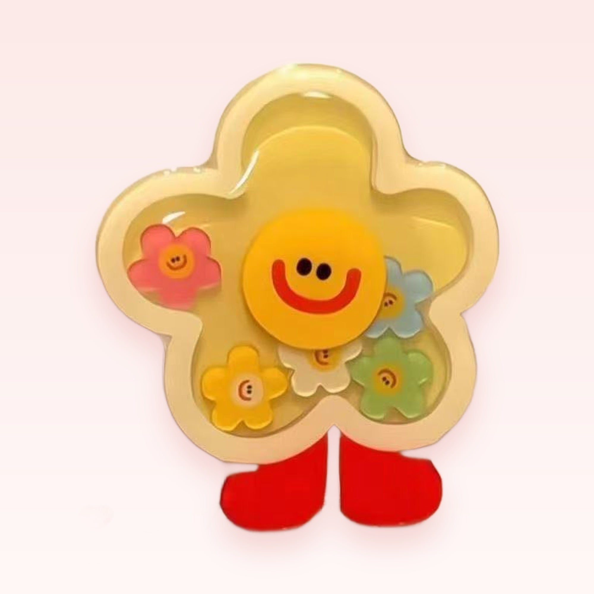Cute Yellow Flower Smiley Face Phone Grip | Kawaii Pop Socket Stand