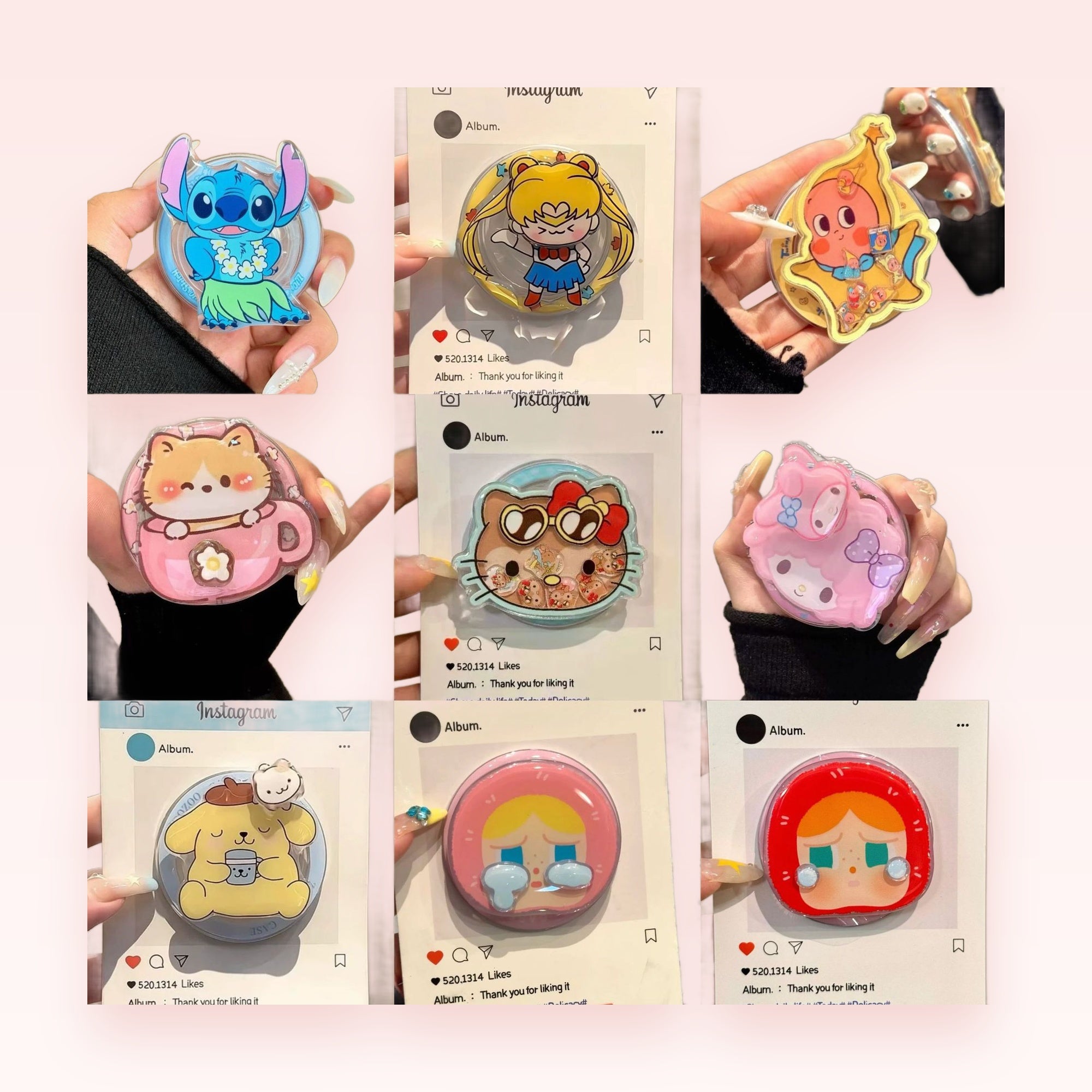 Kawaii Cartoon Character Phone Grip | Cute Anime Pop Socket Stand