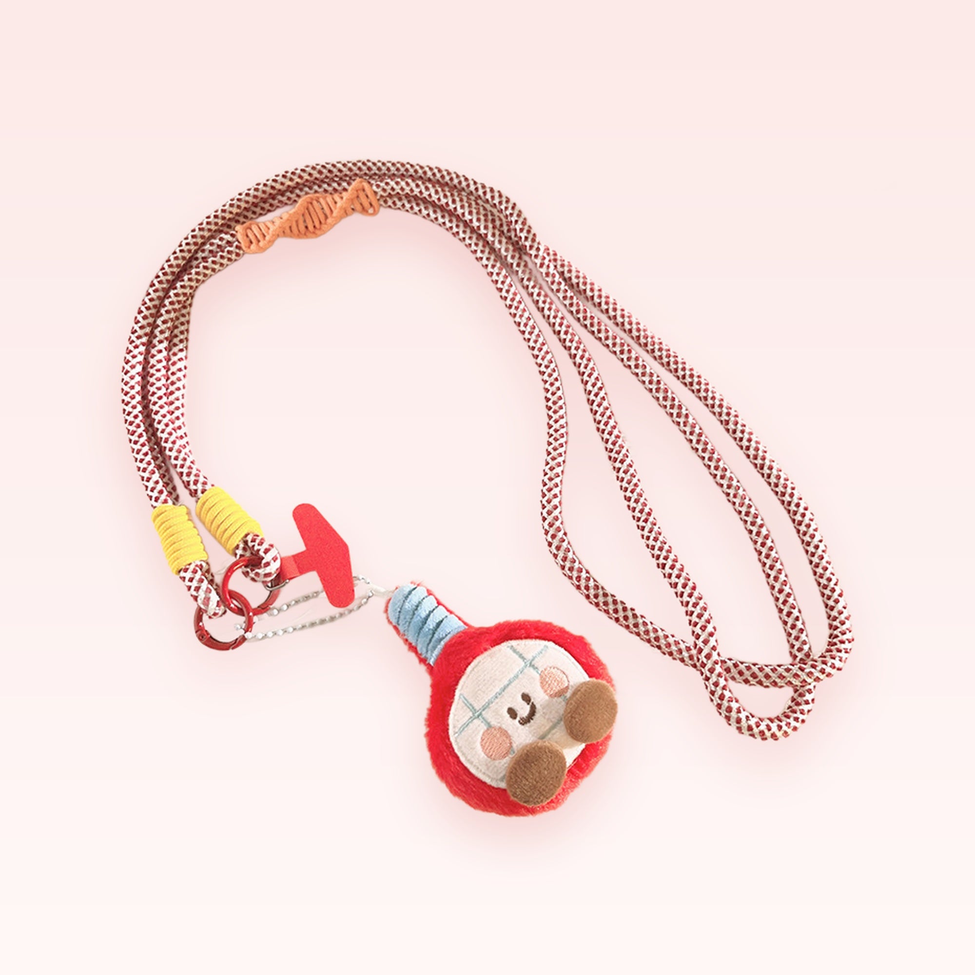 Cute Red & White Rope Phone Lanyard | Kawaii Plush Character Phone Strap