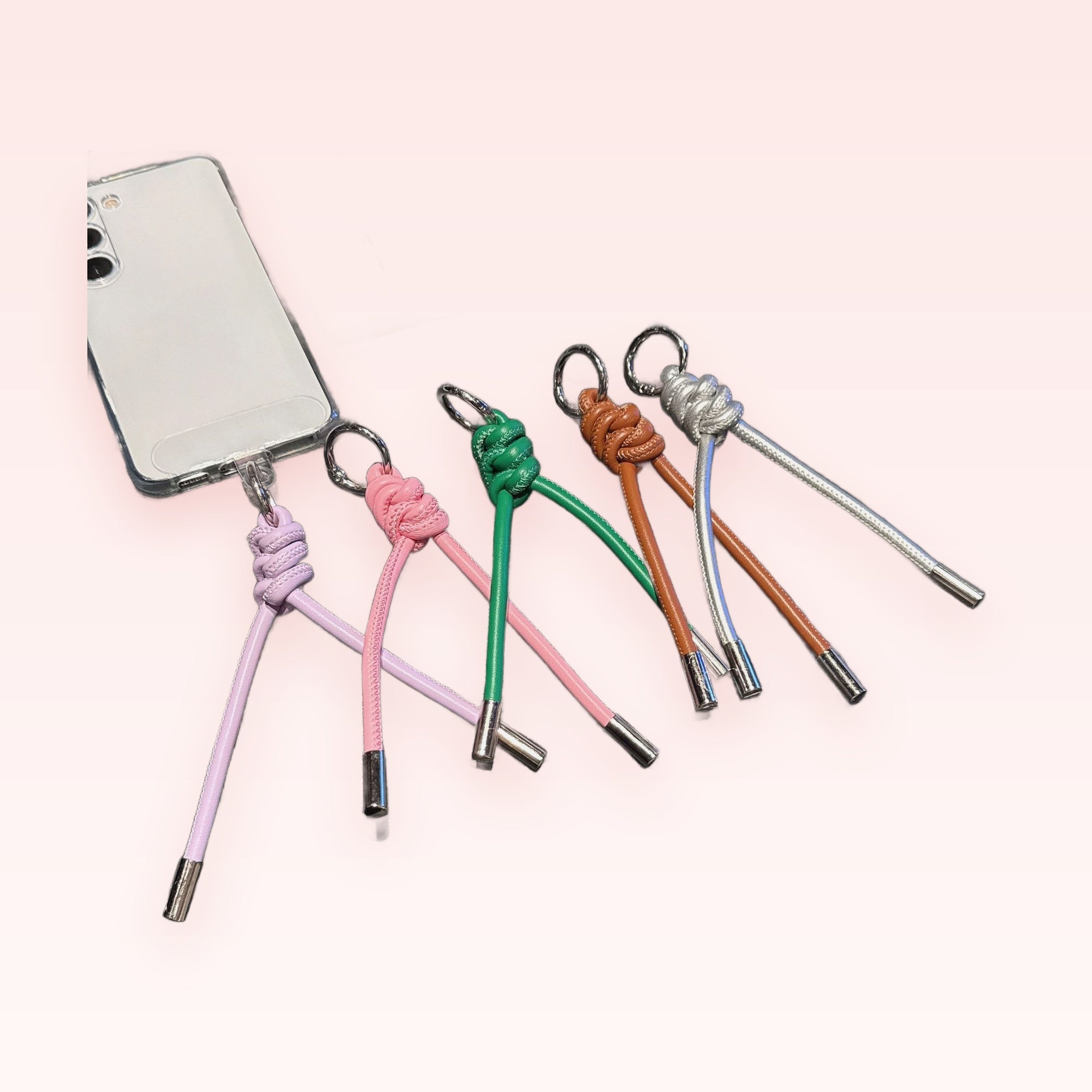 Aesthetic Knotted Leather Phone Charm | Colorful Braided Wrist Lanyard