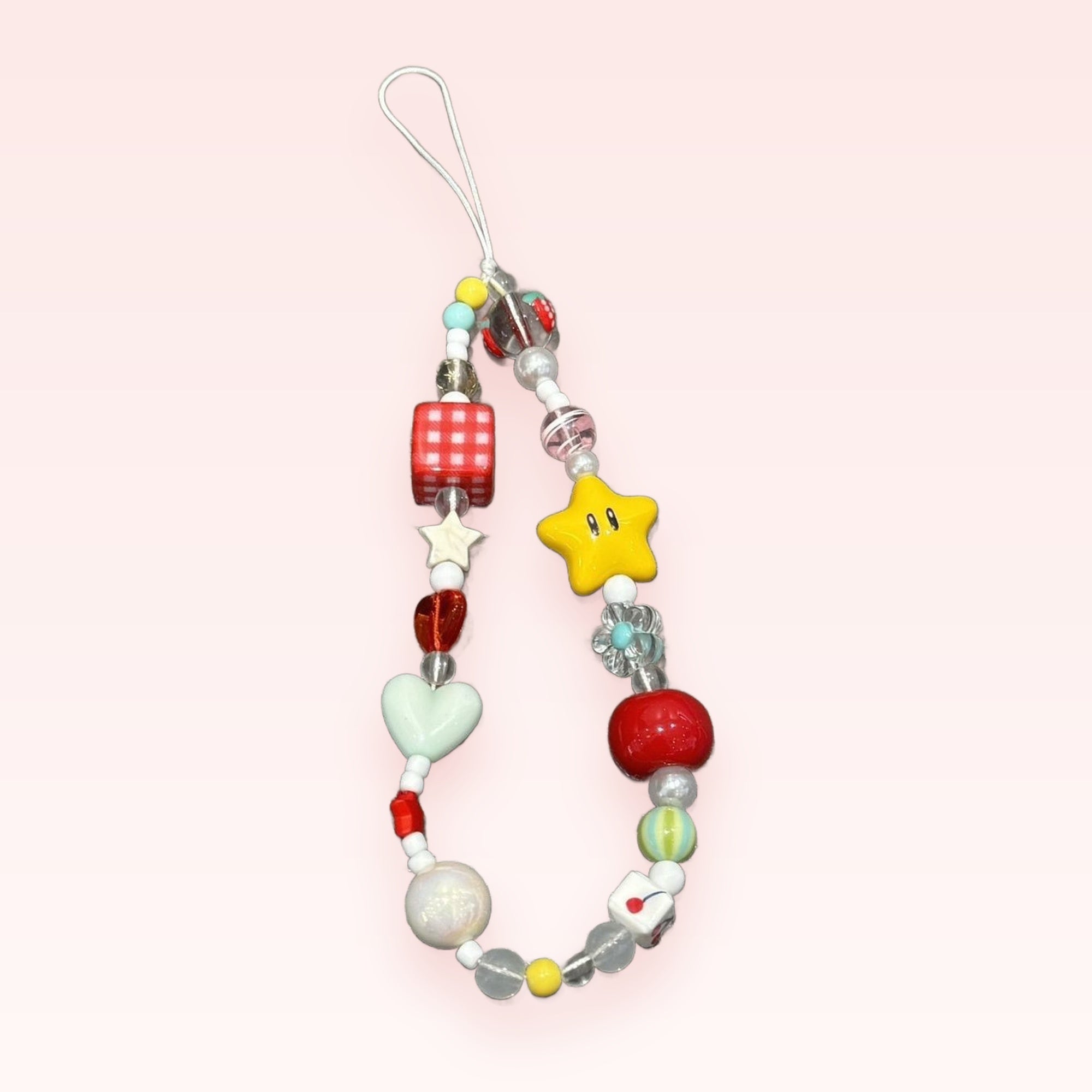 Kawaii Beaded Phone Charm Strap | Y2K Star & Heart Wrist Lanyard