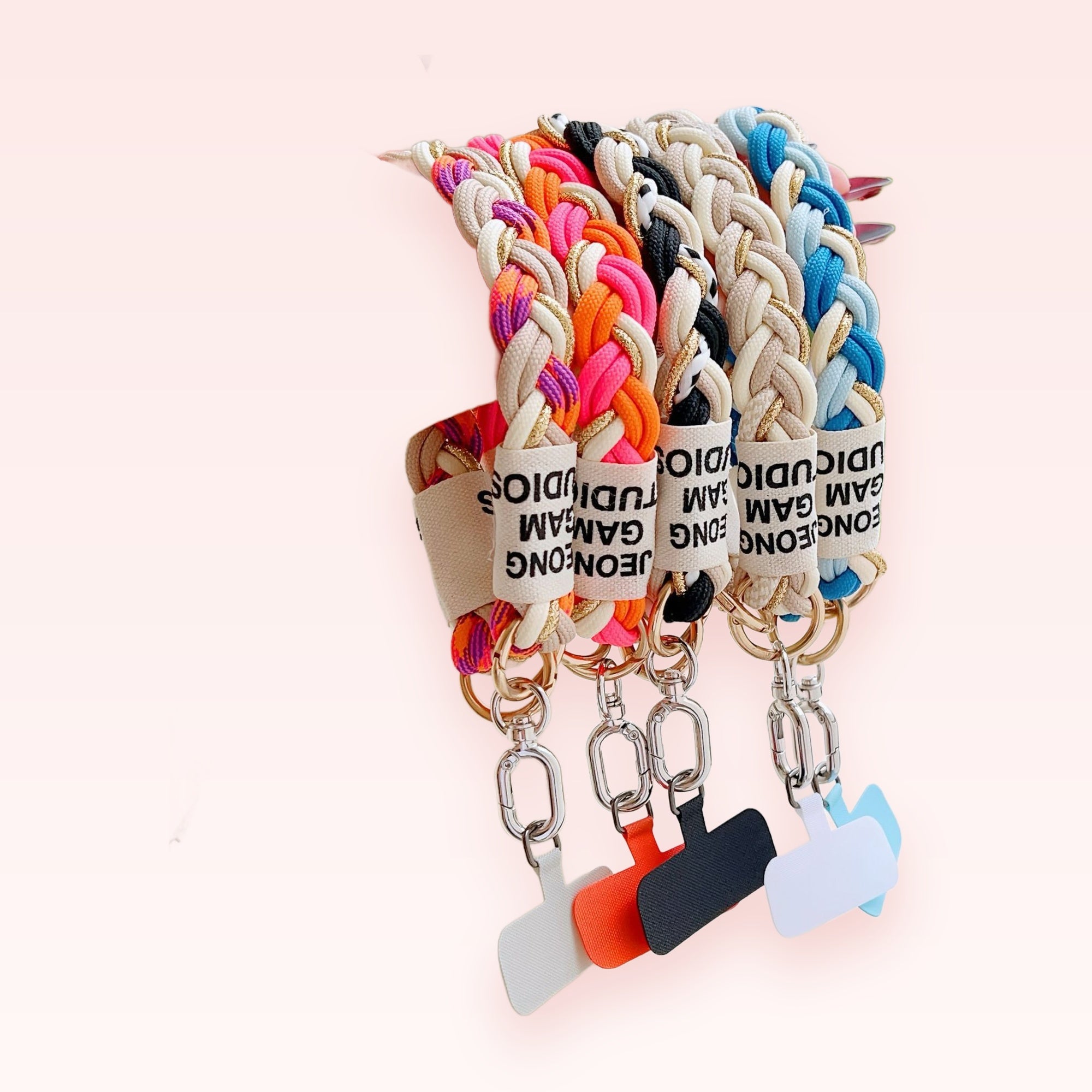 Braided Rope Phone Charm Strap | Colorful Woven Wrist Lanyard with Phone Patch