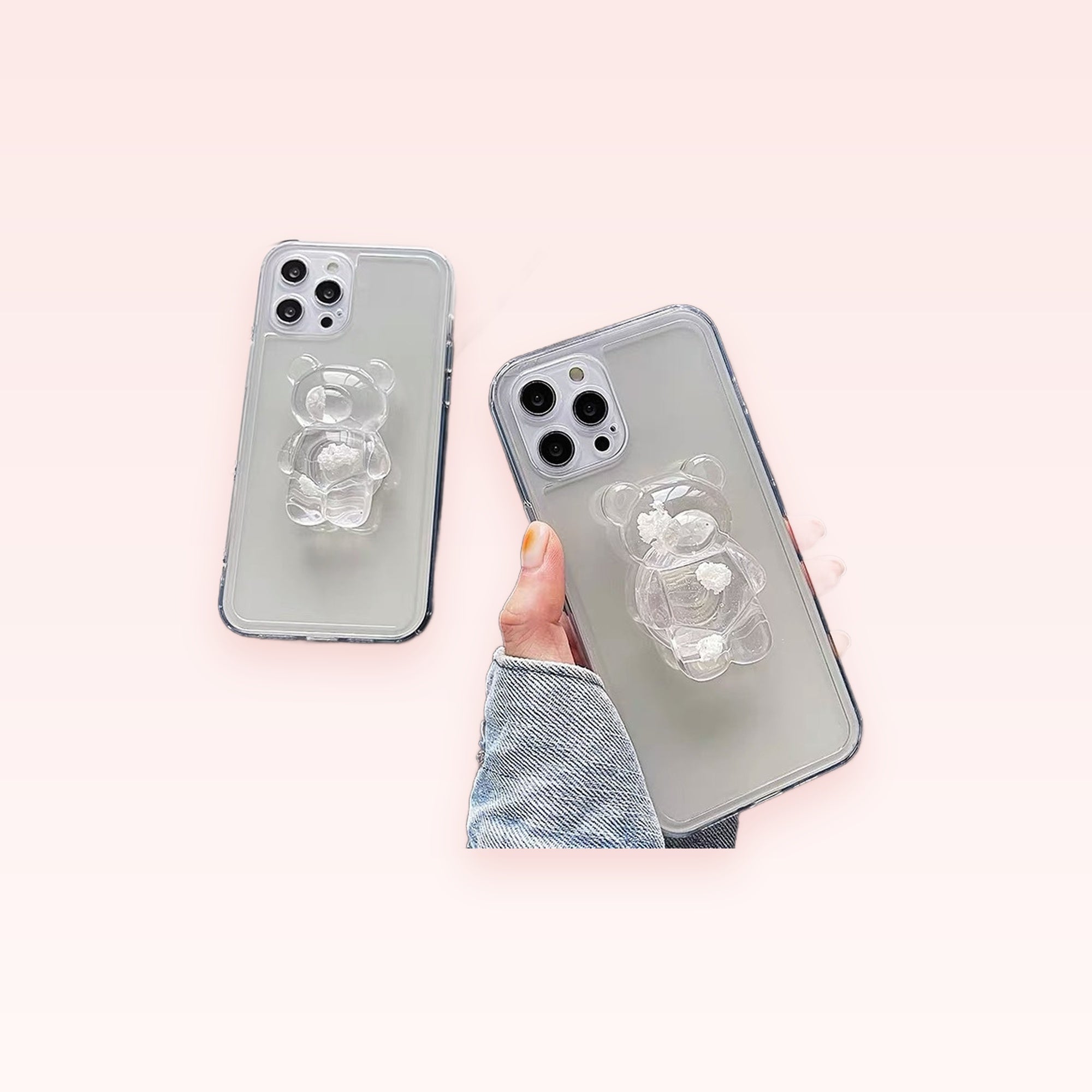 Clear Bear Phone Grip | Kawaii Pop Socket for iPhone & Android
