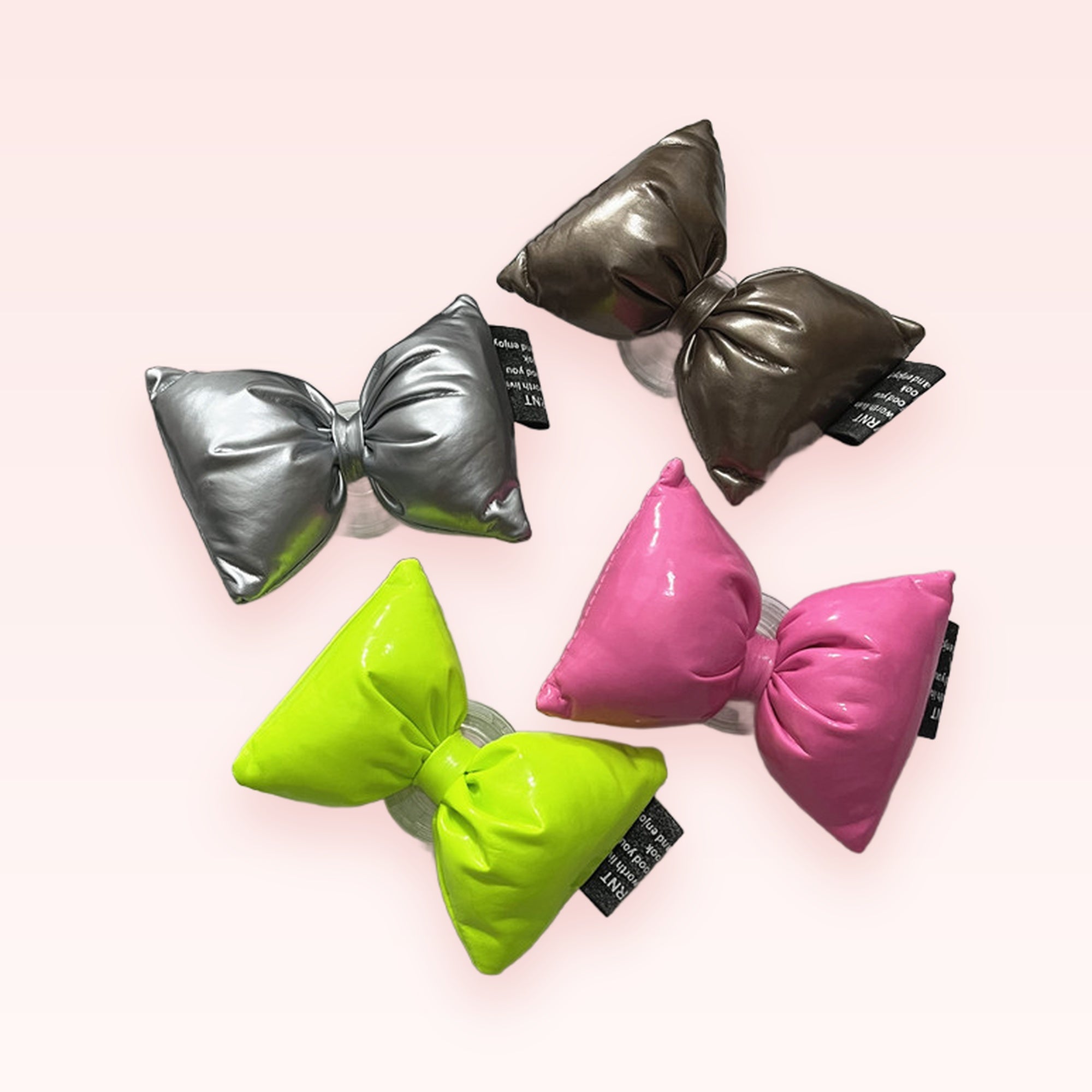 Puffy Bow Phone Grip | Y2K Metallic Puffer Pop Socket Stand