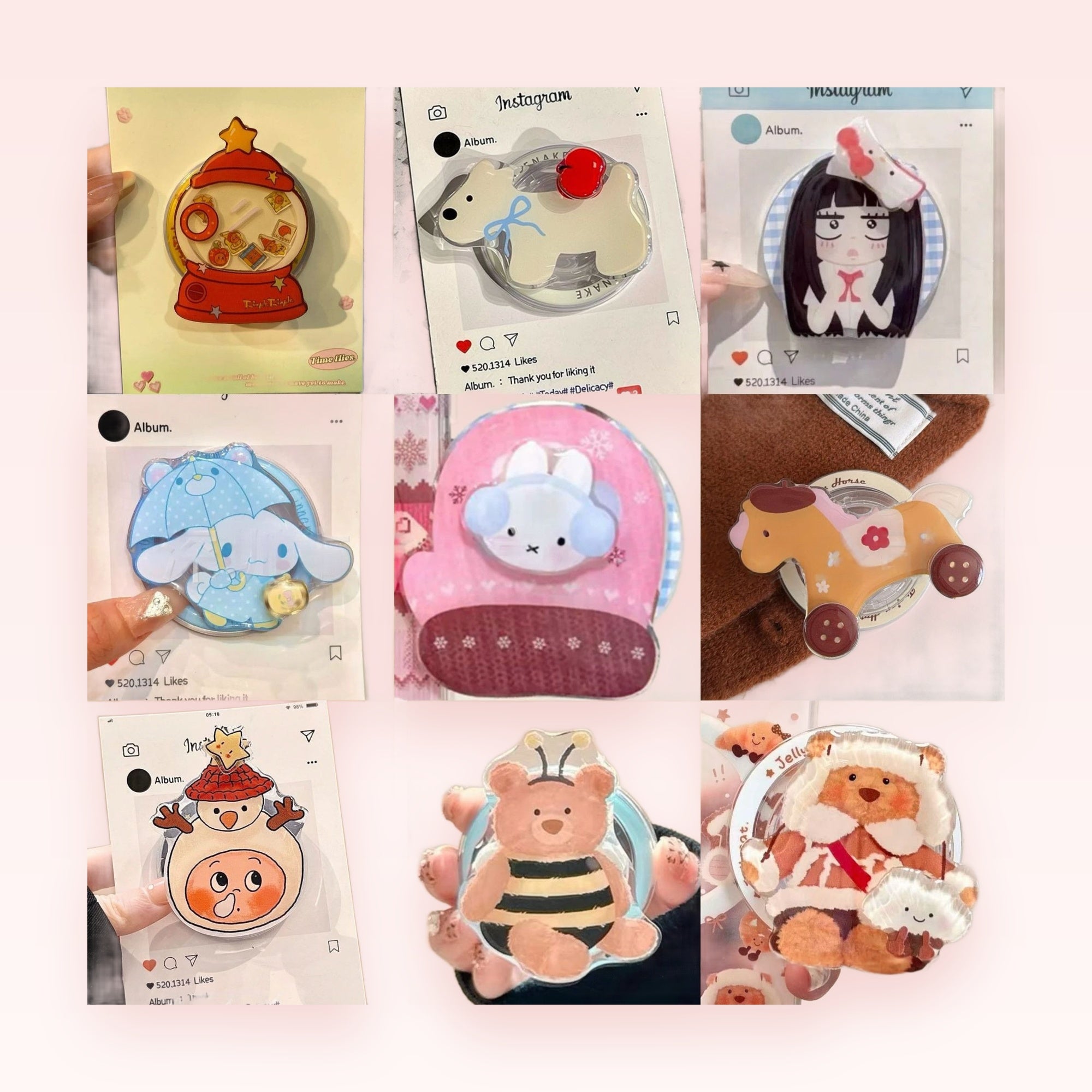 Cute Cartoon Character Phone Grip Collection | Kawaii Pop Socket Stand for Phones