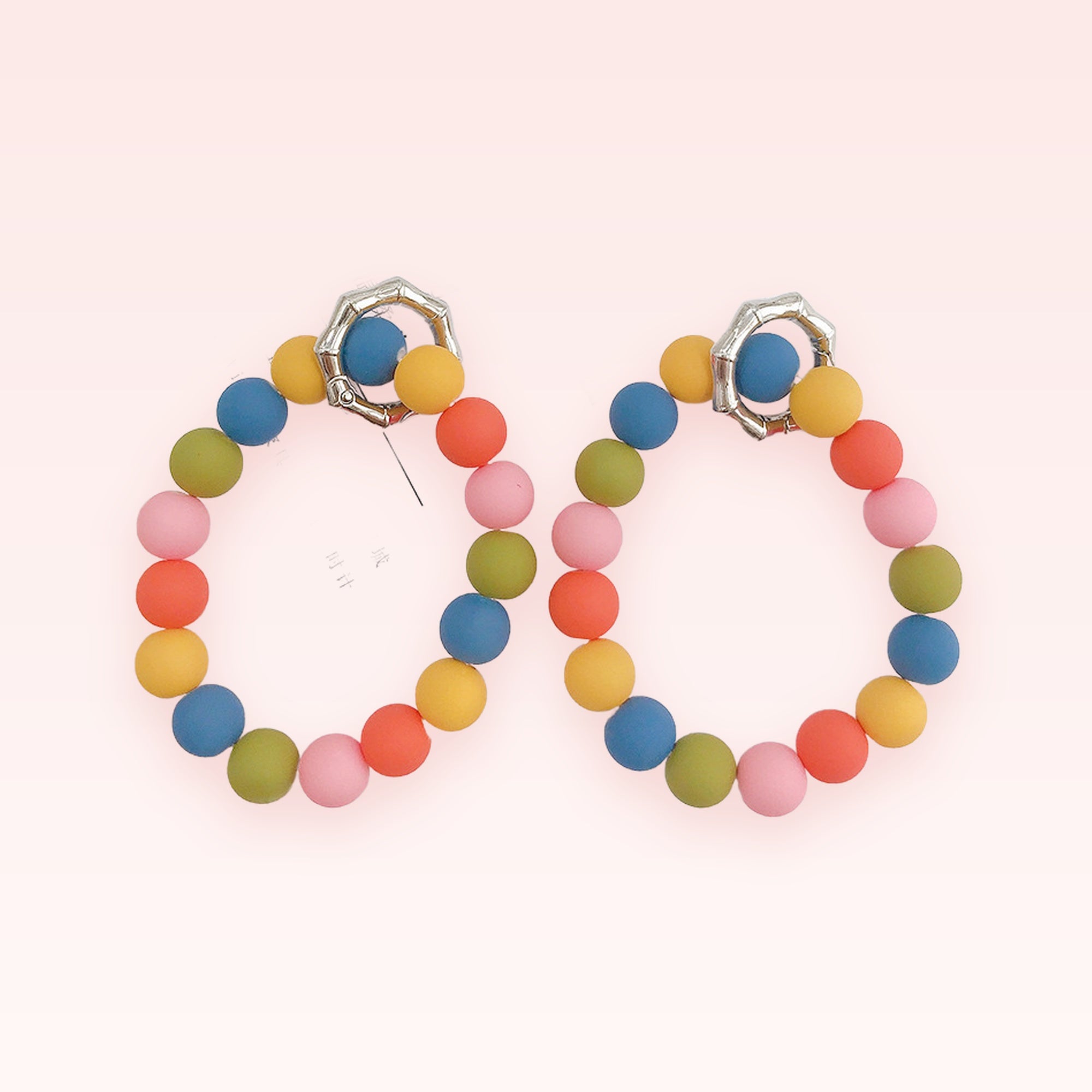 Aesthetic Matte Rainbow Beaded Phone Charm | Colorful Silicone Wrist Strap Lanyard