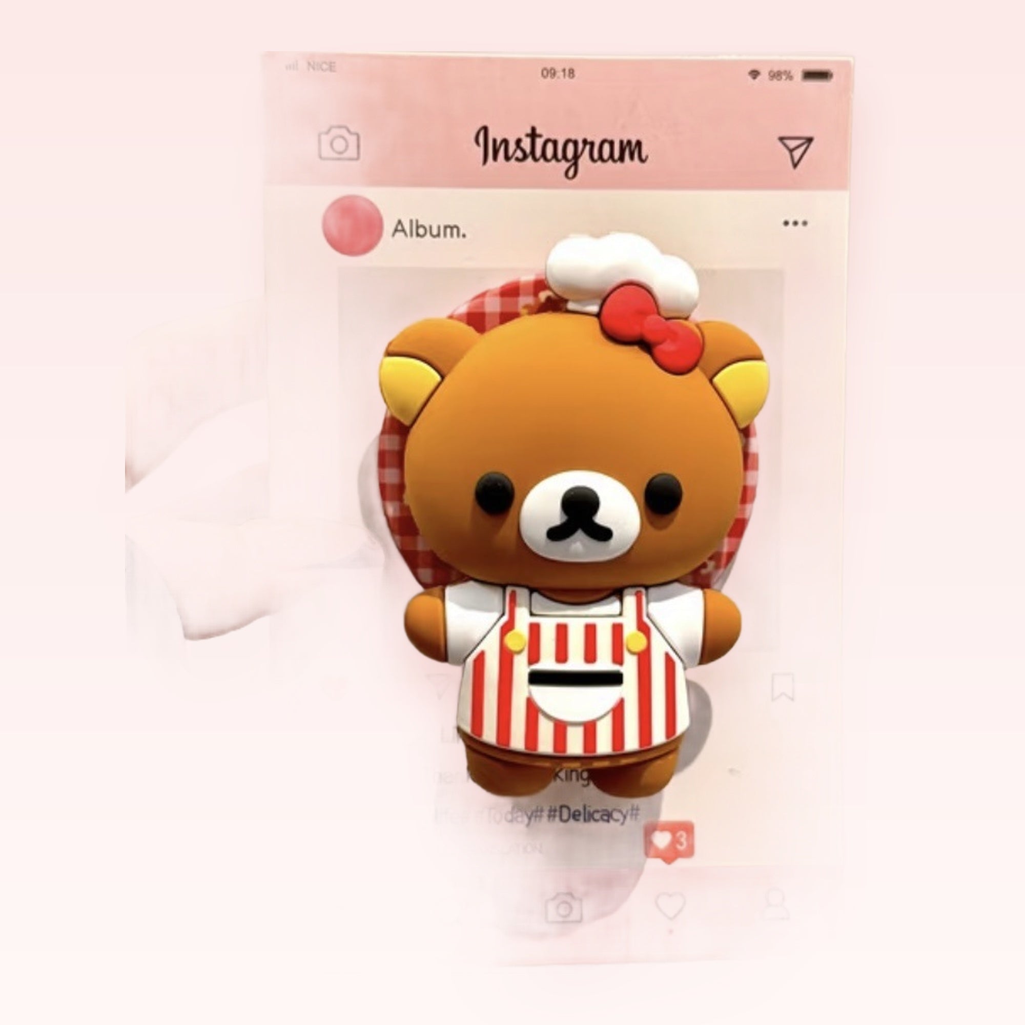 Kawaii Rilakkuma Chef Phone Grip | Cute Bear Pop Socket Stand