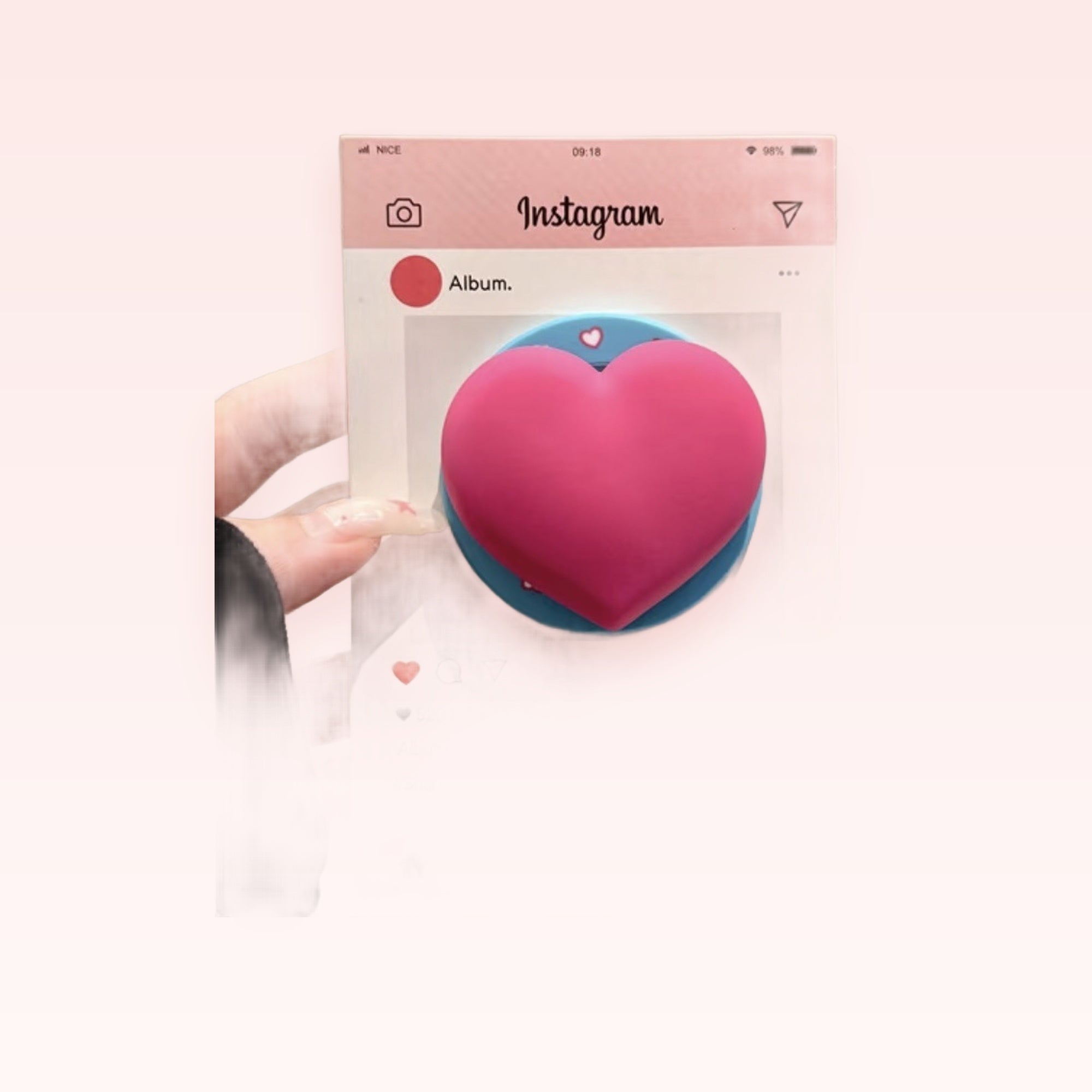 Pink Instagram Post Heart Phone Grip | Cute Social Media Pop Socket Stand