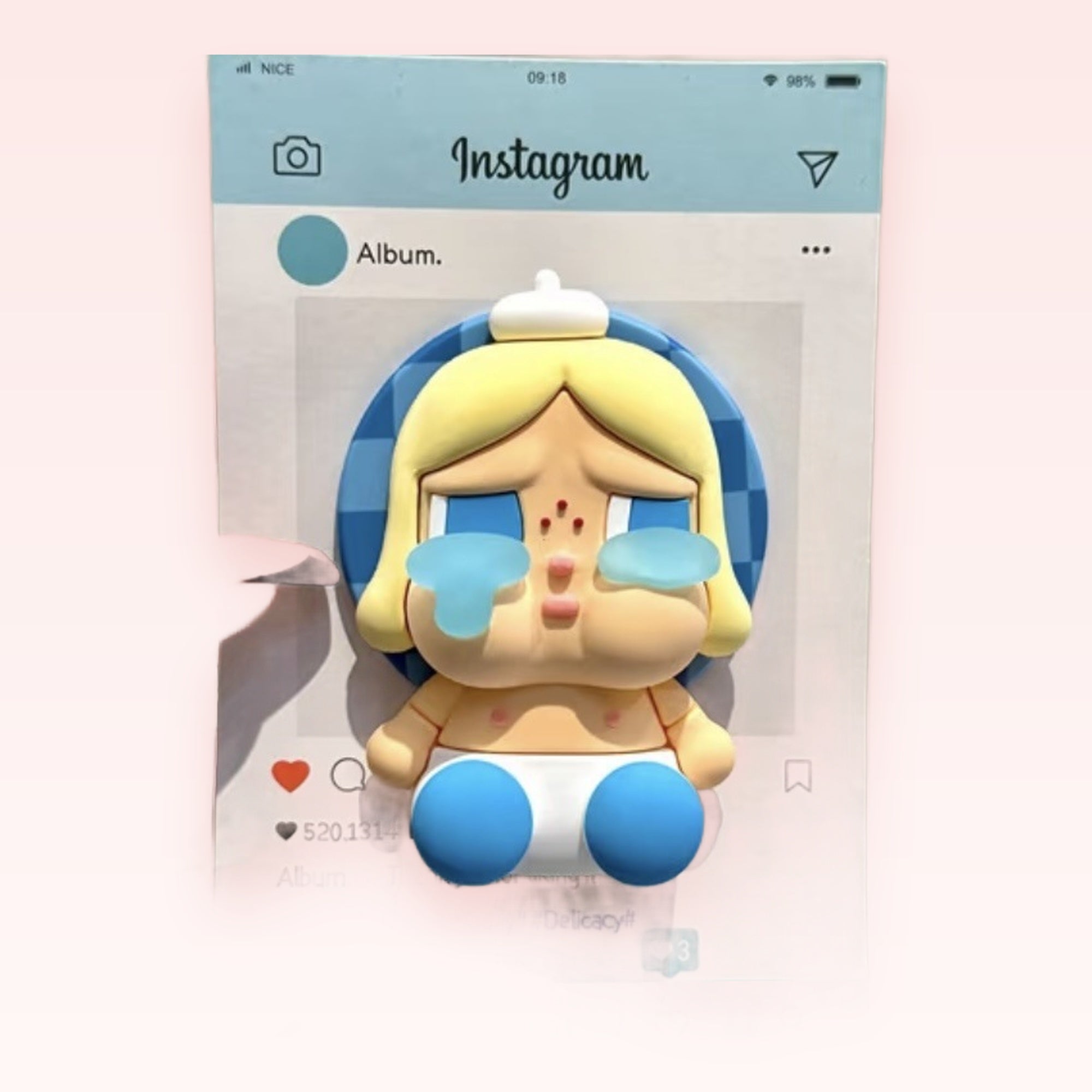 Crying Baby Instagram Pop Socket Phone Grip | Kawaii Blue Silicone Phone Stand