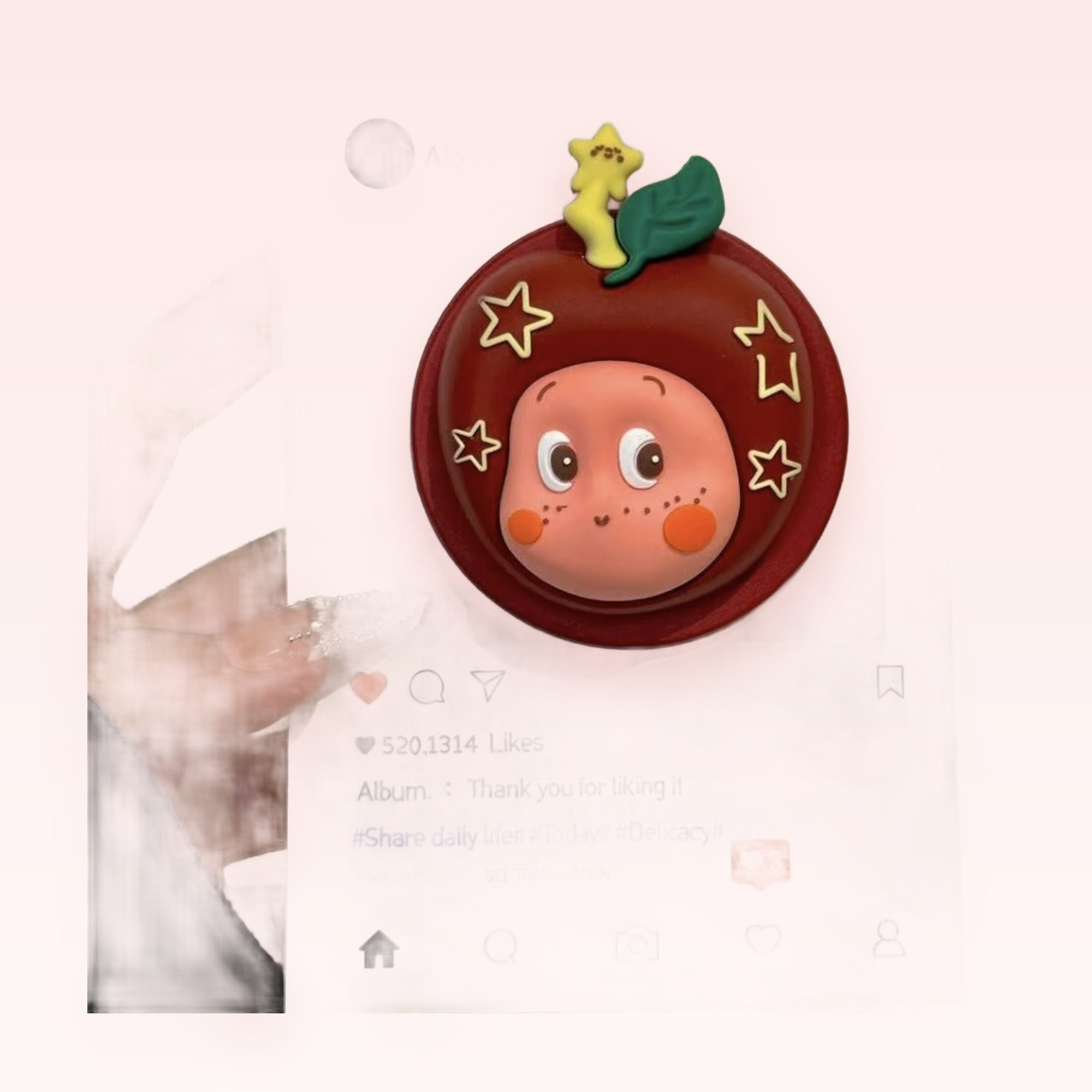Kawaii Red Apple Character Phone Grip | Cute Fruit Pop Socket Stand