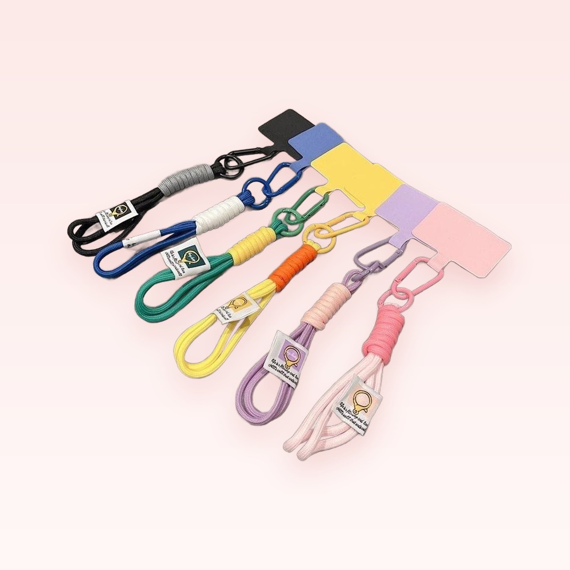 Colorful Braided Rope Phone Charm Strap with Carabiner Clip | Aesthetic Wrist Lanyard