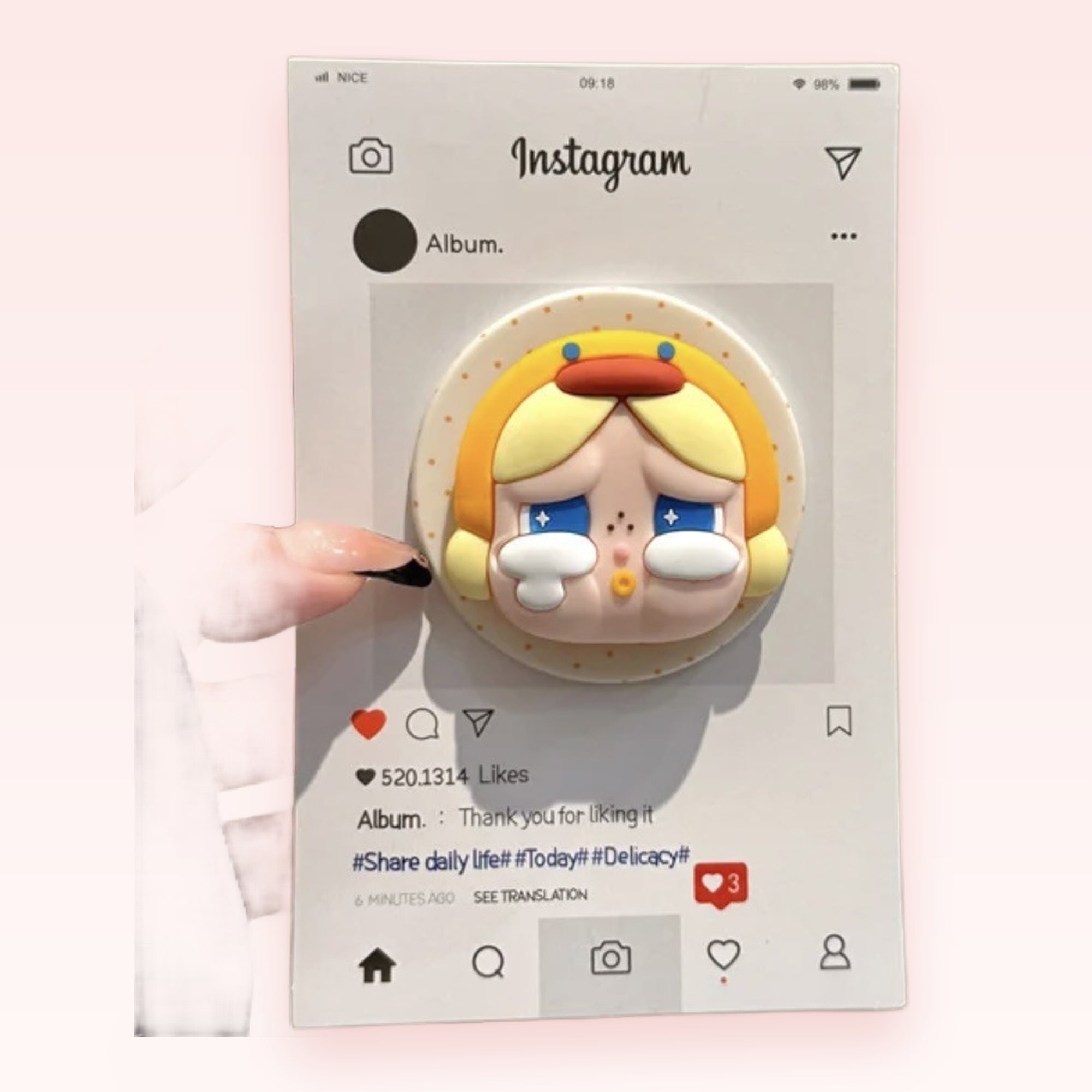 Crying Anime Girl Phone Grip | Kawaii Pop Socket Stand for Girls
