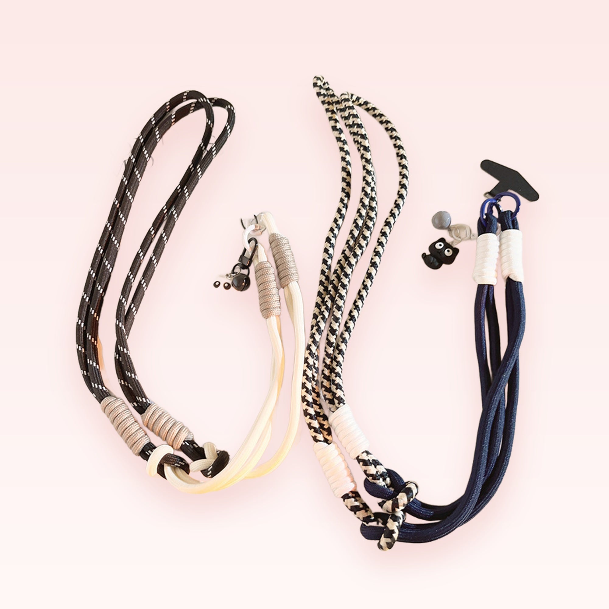 Aesthetic Braided Rope Phone Lanyard | Adjustable Crossbody Strap with Charms
