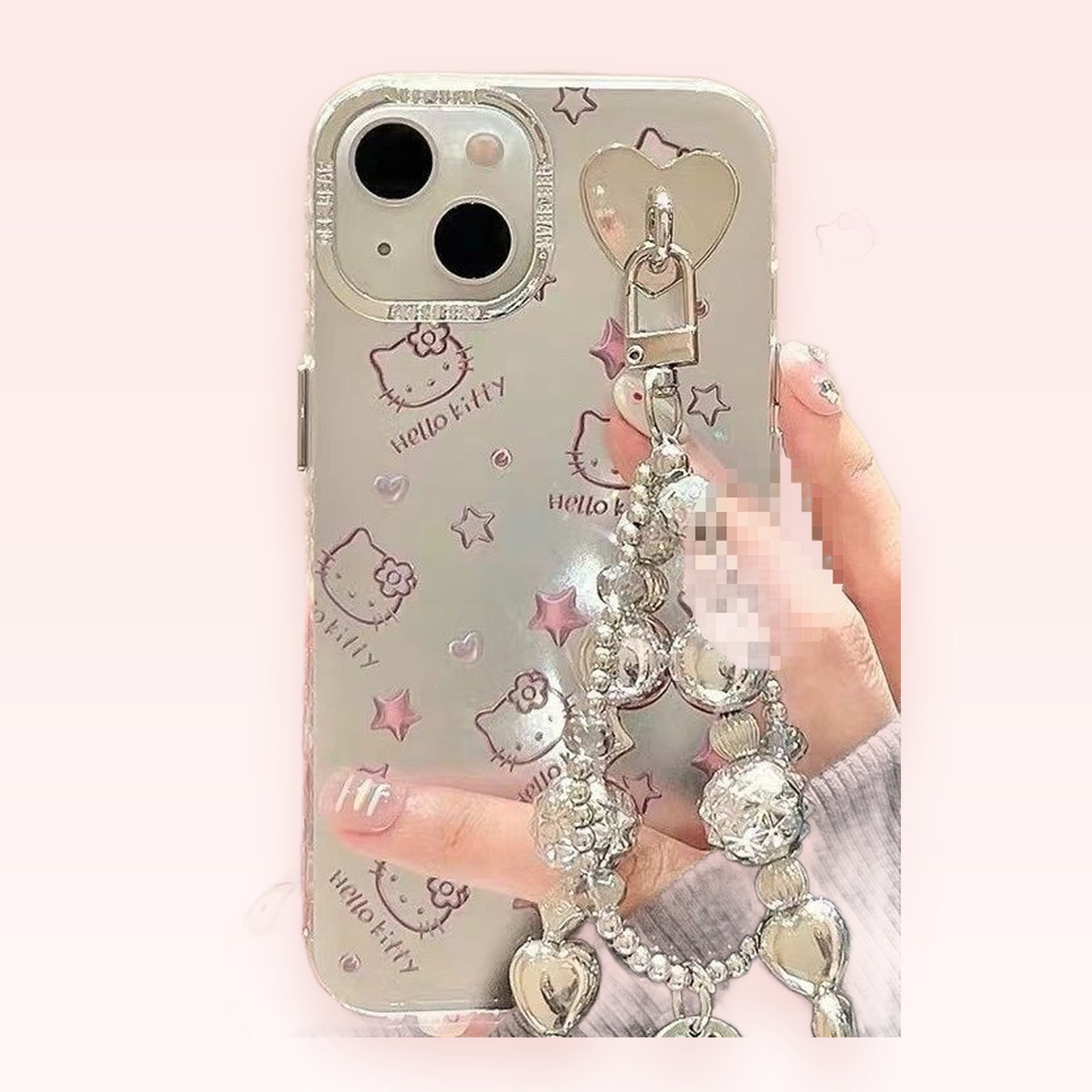 Kawaii Hello Kitty & Heart Phone Charm Strap | Aesthetic Beaded Wrist Lanyard