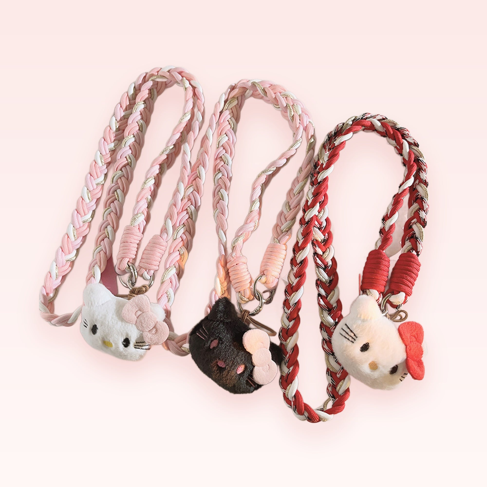 Braided Hello Kitty Phone Charm Lanyard | Cute Plush Kitty Wrist Strap