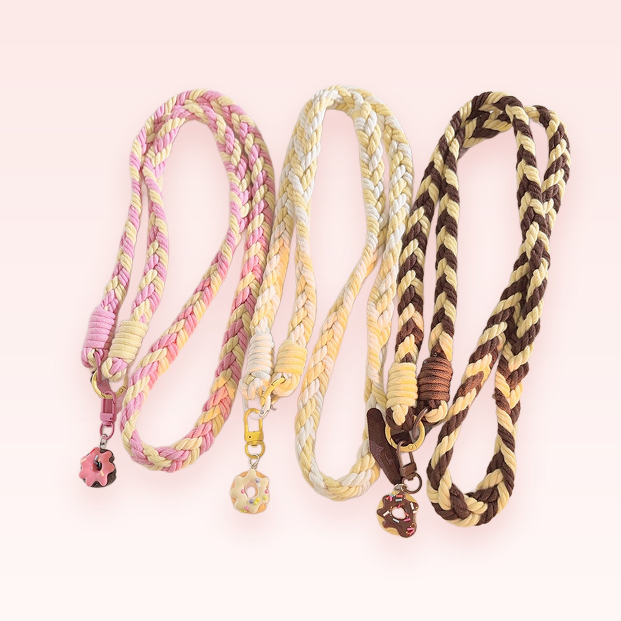 Braided Donut Phone Lanyard | Kawaii Pastel & Earth Tone Crossbody Strap