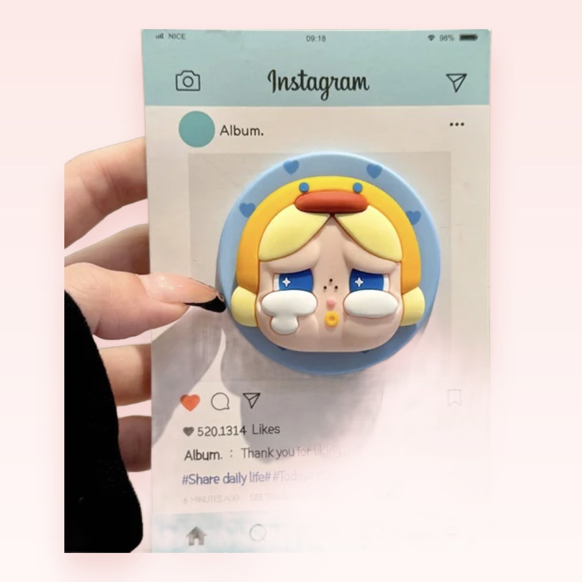 Crying Anime Girl Phone Grip | Kawaii Pop Socket Stand for Phones