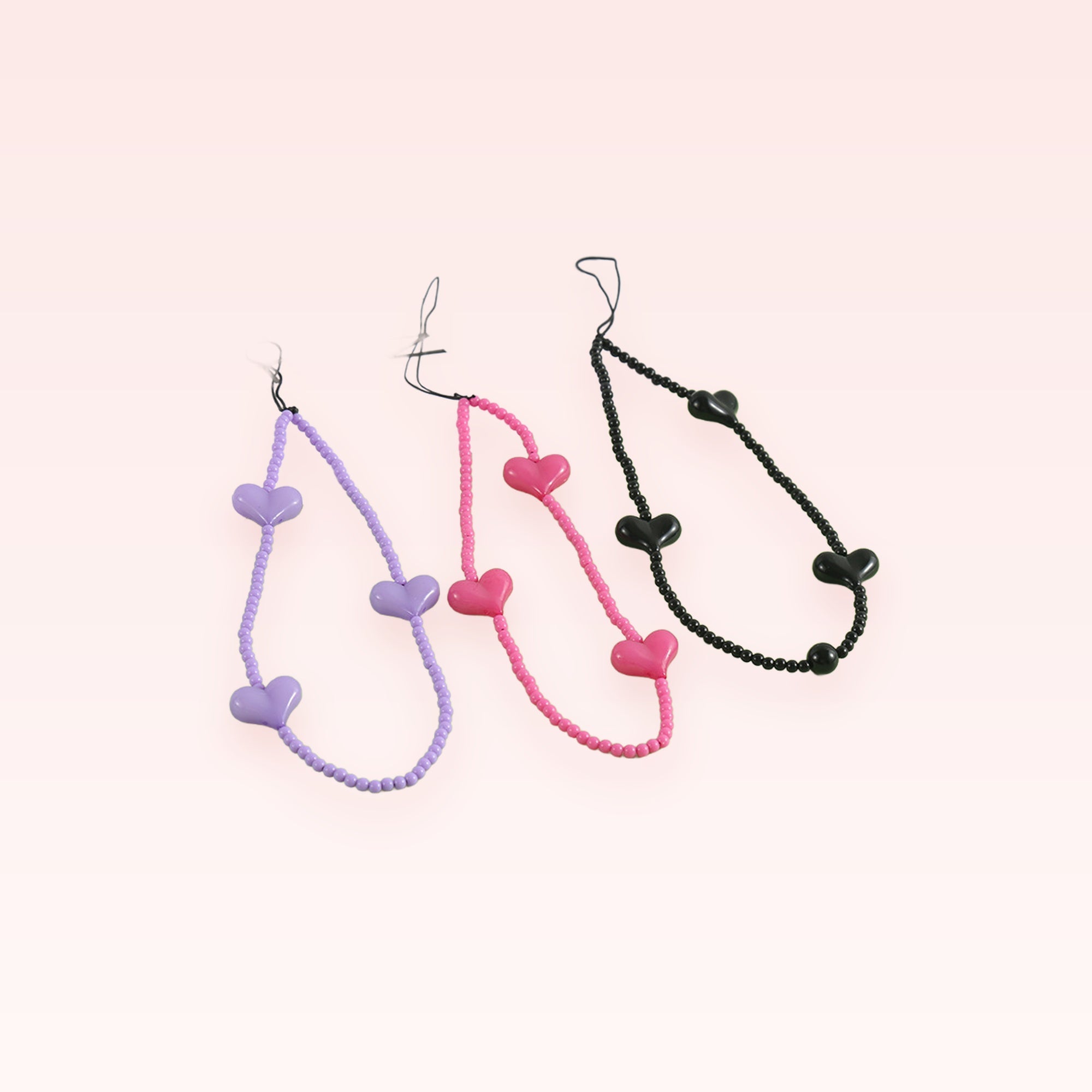 Cute Heart Bead Phone Charm Strap | Kawaii Wrist Lanyard
