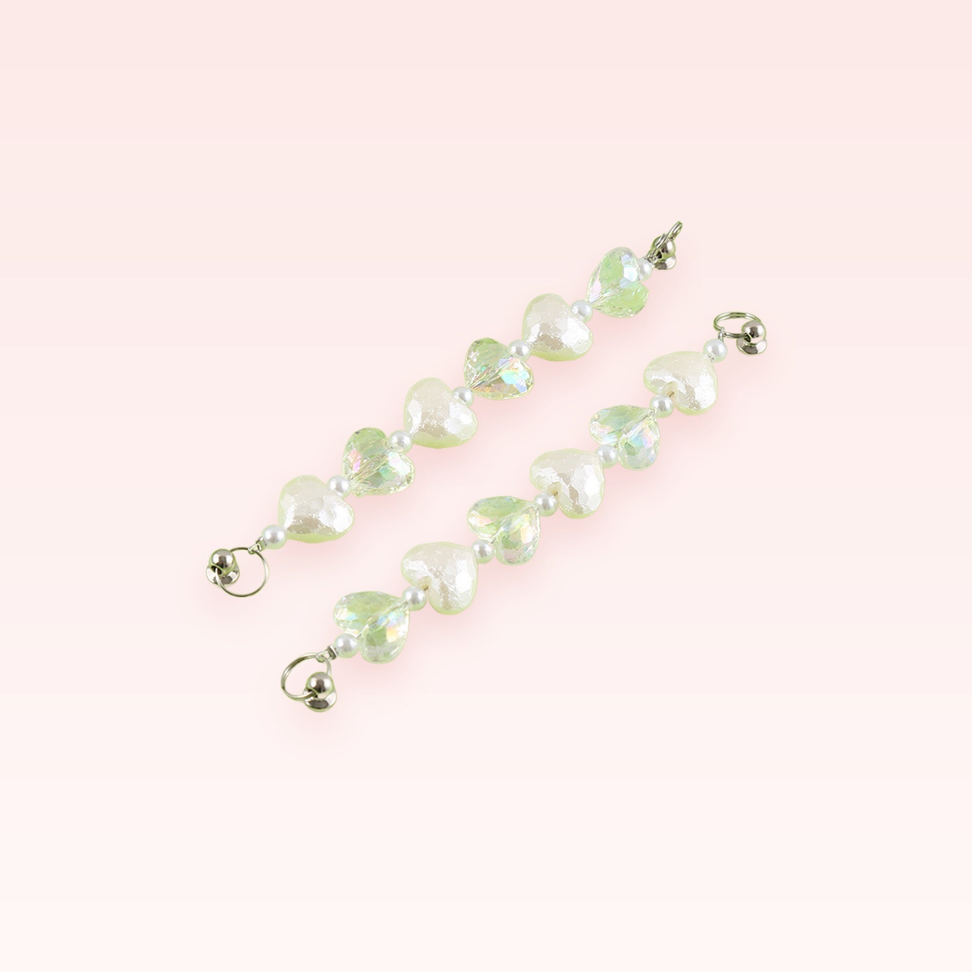 Pearl Heart Phone Charm Strap | Cute Beaded Wrist Lanyard
