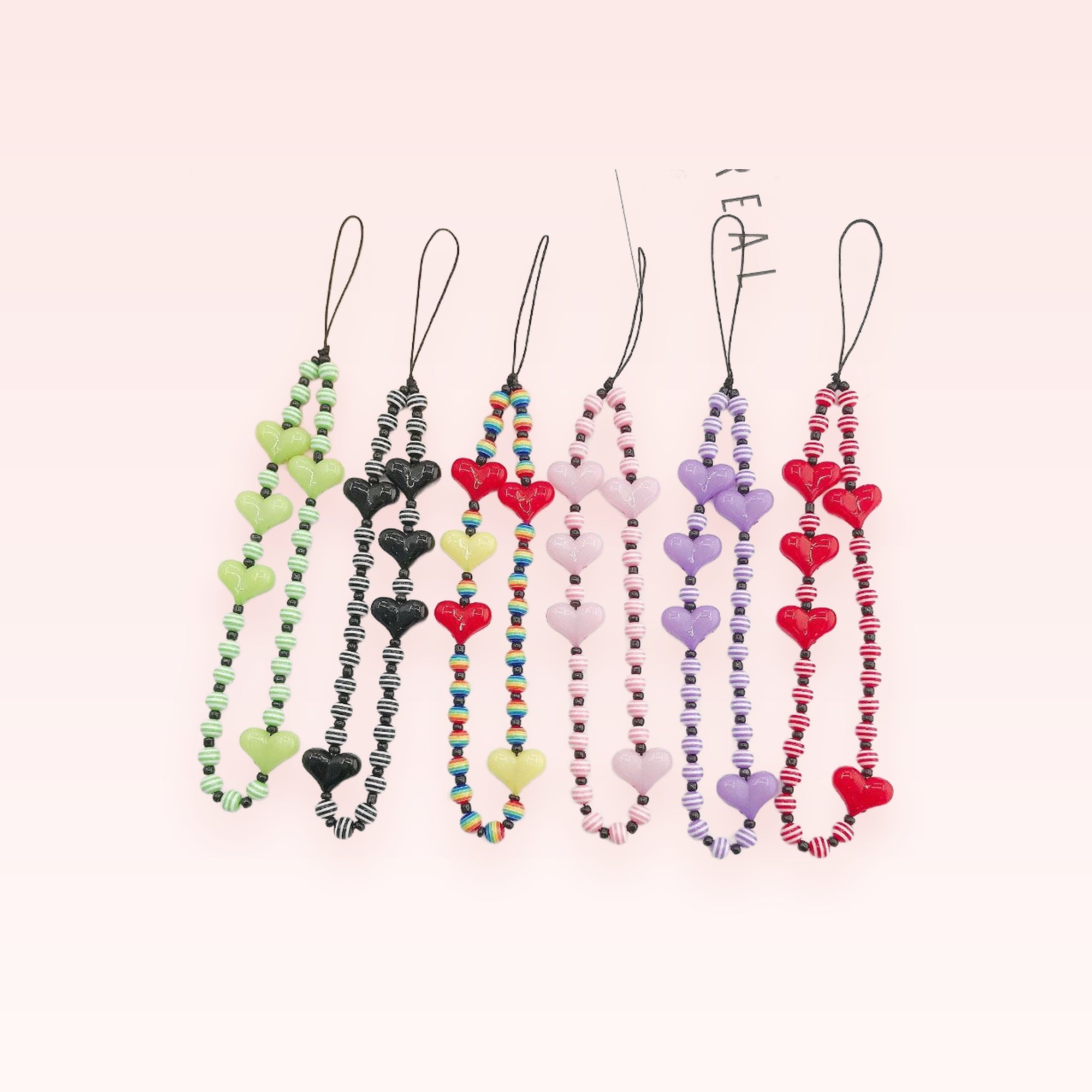 Cute Heart Bead Phone Charm Strap | Kawaii Wrist Lanyard