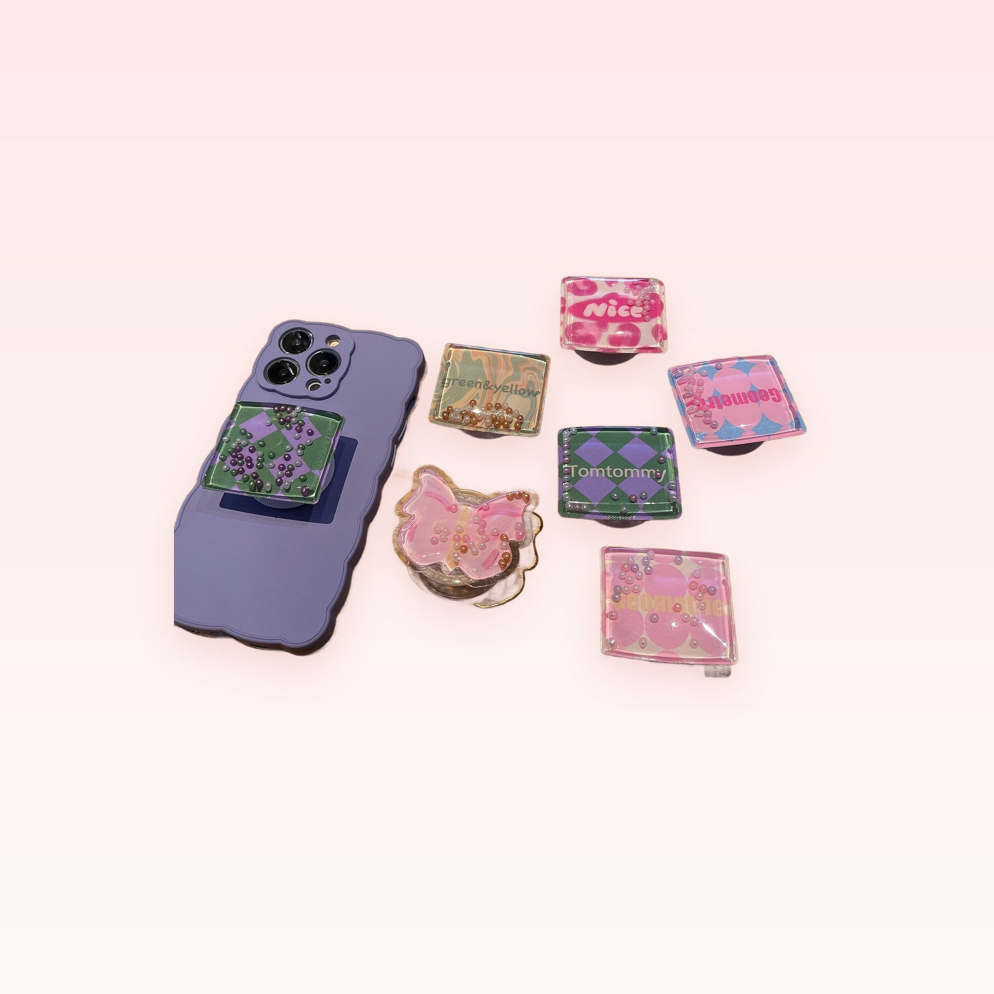 Kawaii Shaker Bead Phone Grip | Cute Pop-Out Phone Stand Holder